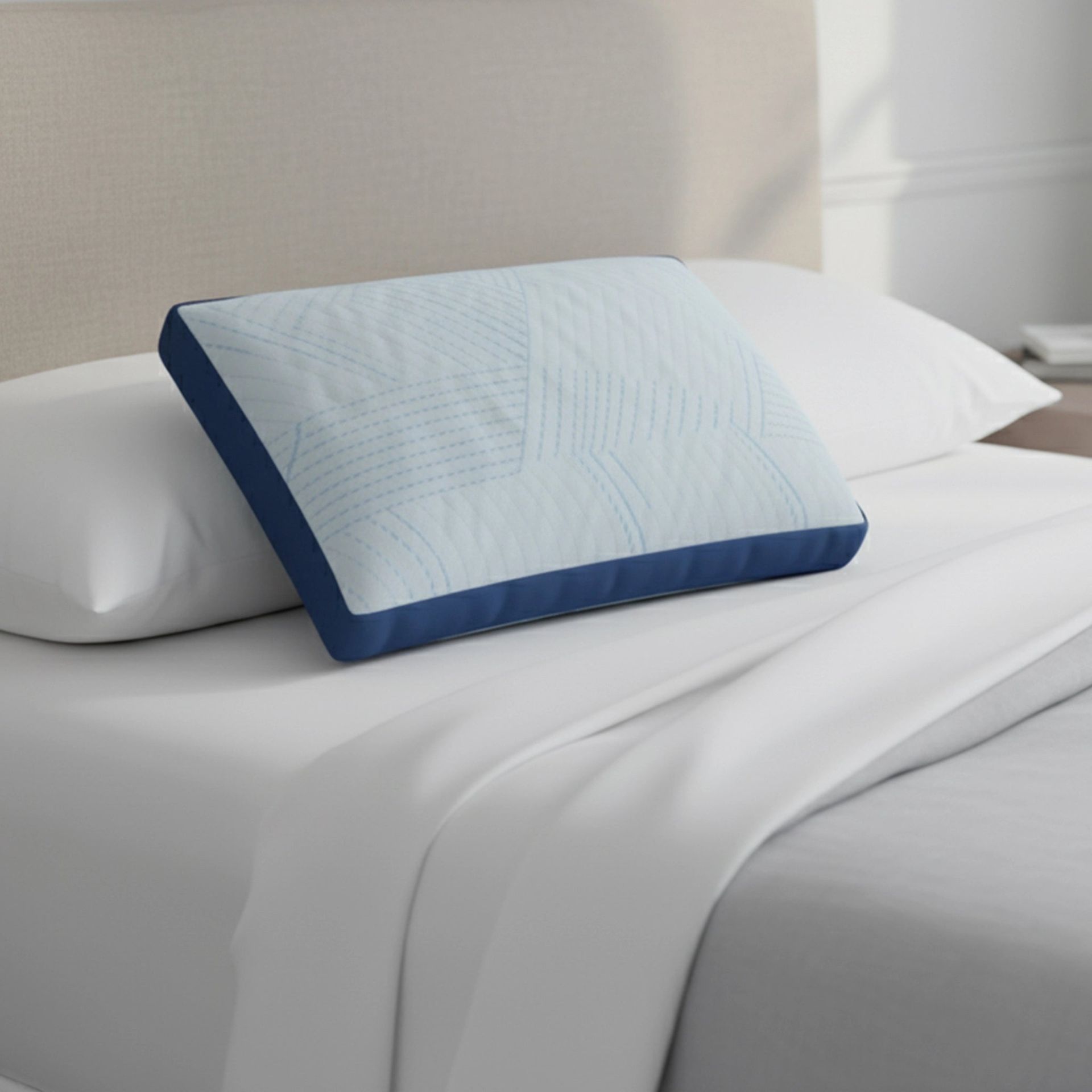 Solid Gusseted Blue Sky Infused Gel Memory Foam Pillow | Arctic Snooze