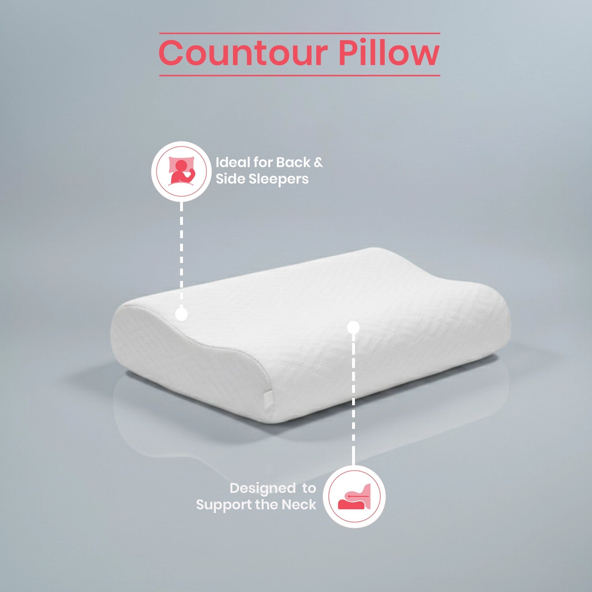 Solid White Memory Foam Pillow with Aloe Vera treated Fabric Cover | Aloe Contour