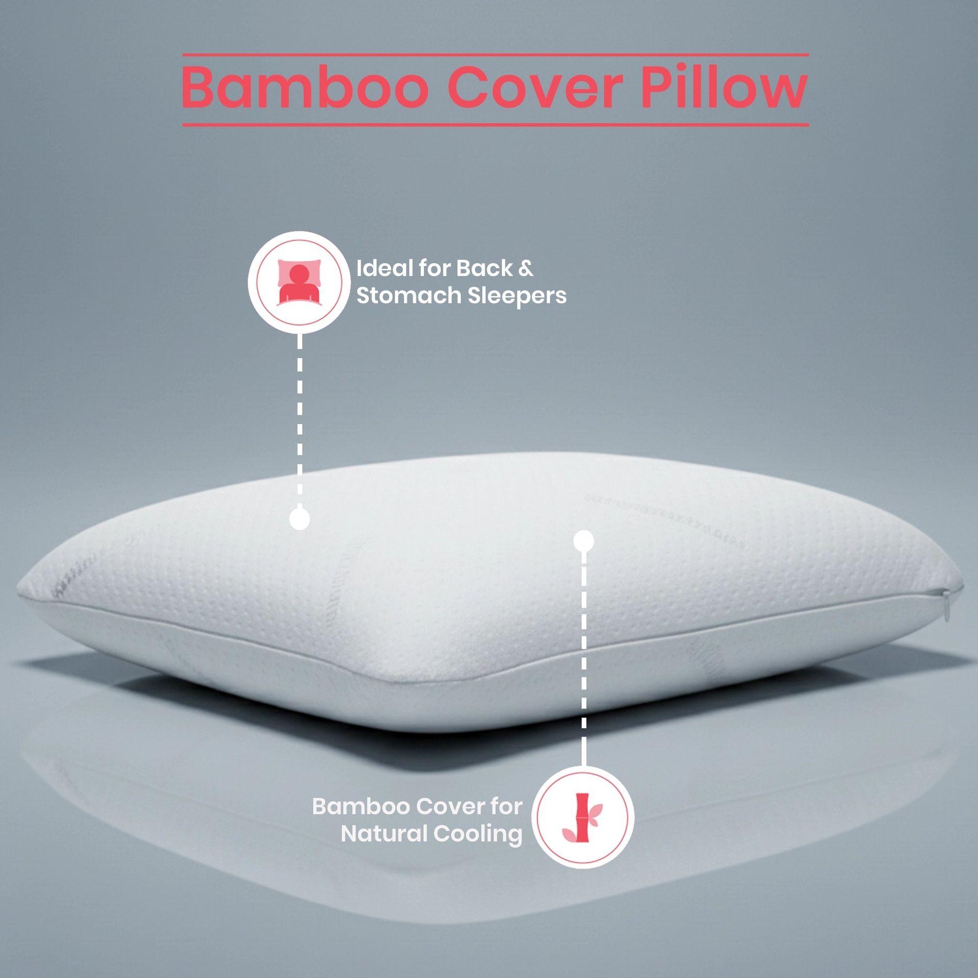 Solid White Memory Foam Pillow with Bamboo Fabric Cover | Bamboo Hush