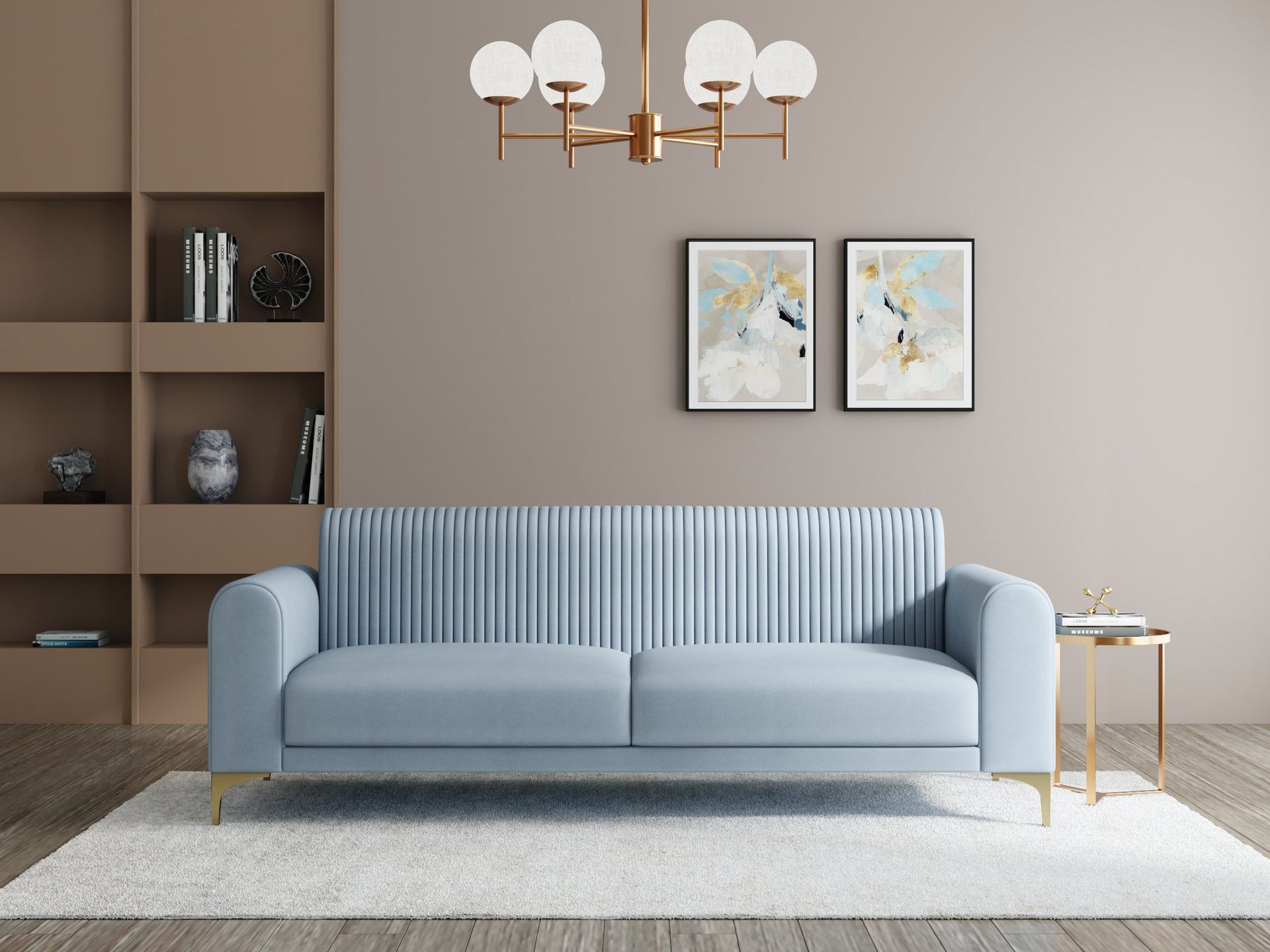 Hayden Home Premium Paris Sofa | 2 Seater Sofa, PVD Brushed Gold, Essential_Teal Mist