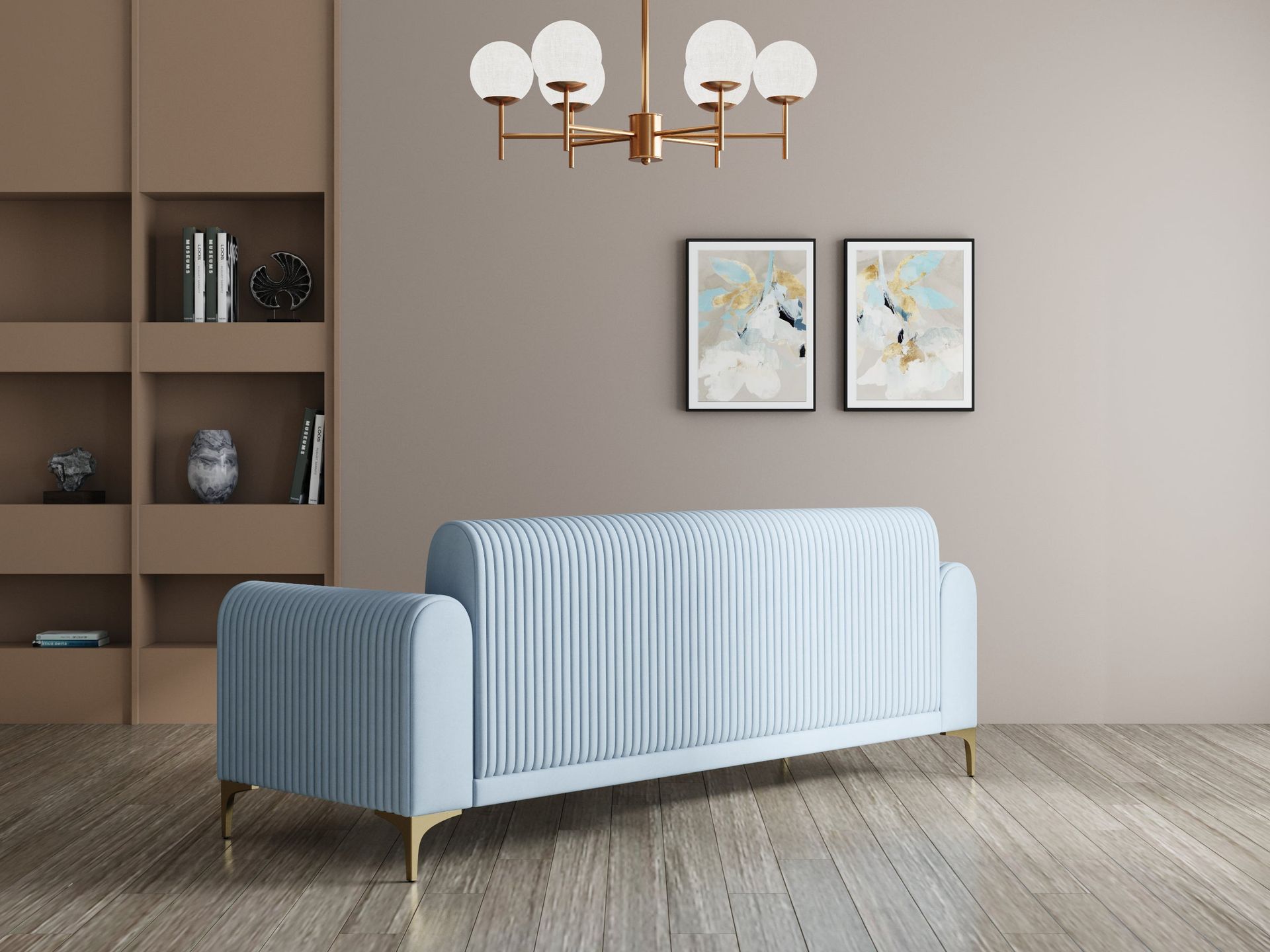 Hayden Home Premium Paris Sofa | 2 Seater Sofa, PVD Brushed Gold, Essential_Teal Mist