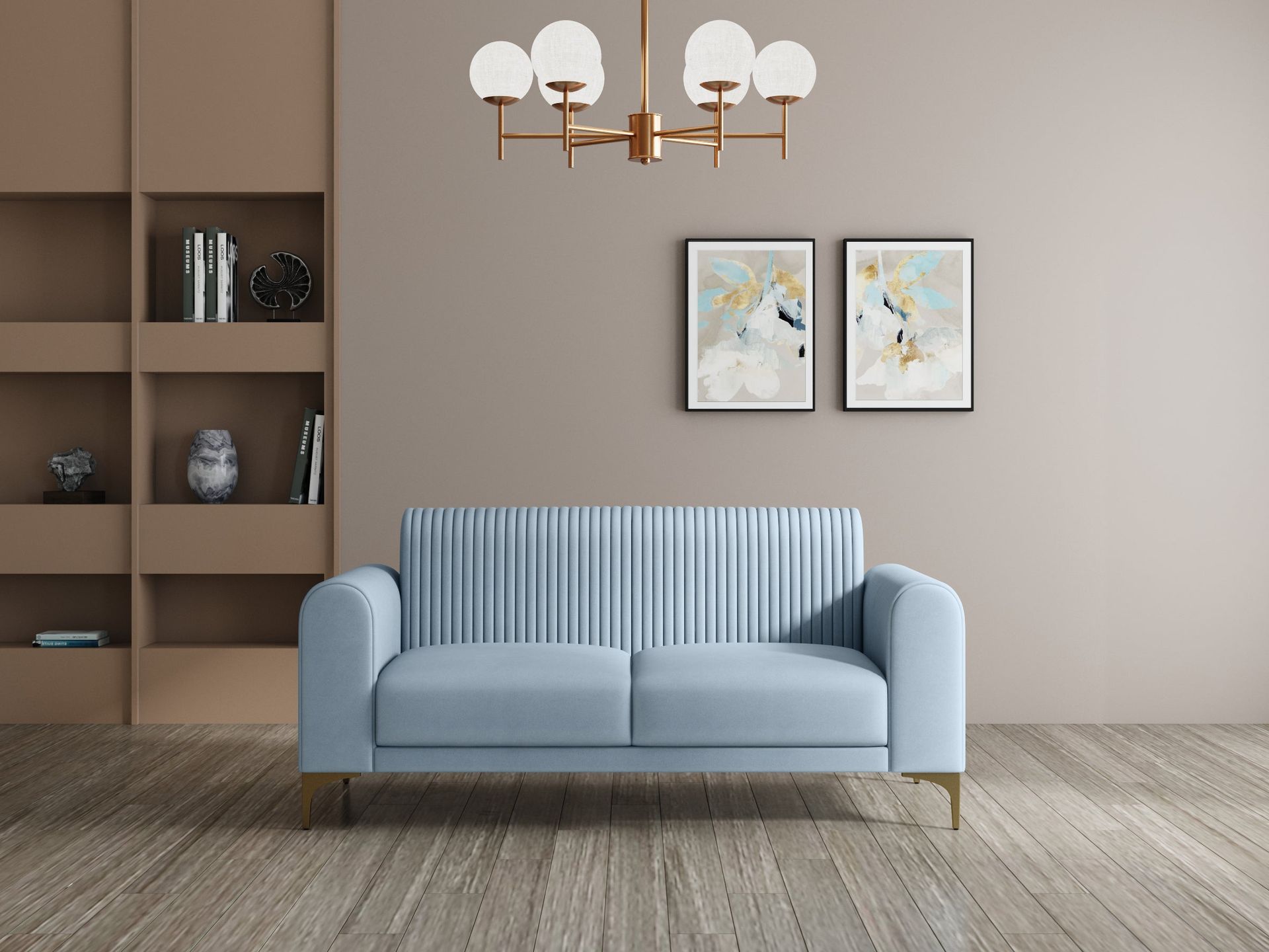 Hayden Home Premium Paris Sofa | 2 Seater Sofa, PVD Brushed Gold, Essential_Teal Mist