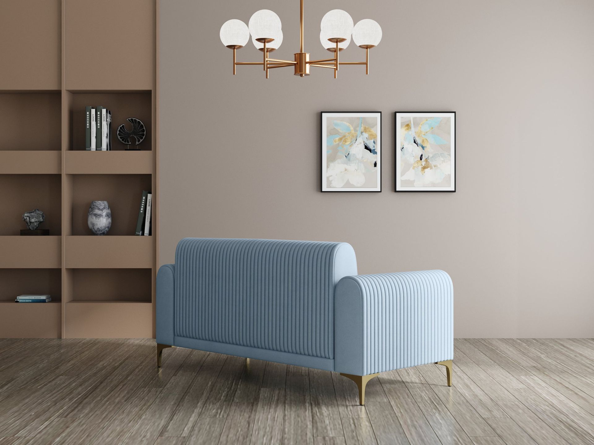 Hayden Home Premium Paris Sofa | 2 Seater Sofa, PVD Brushed Gold, Essential_Teal Mist