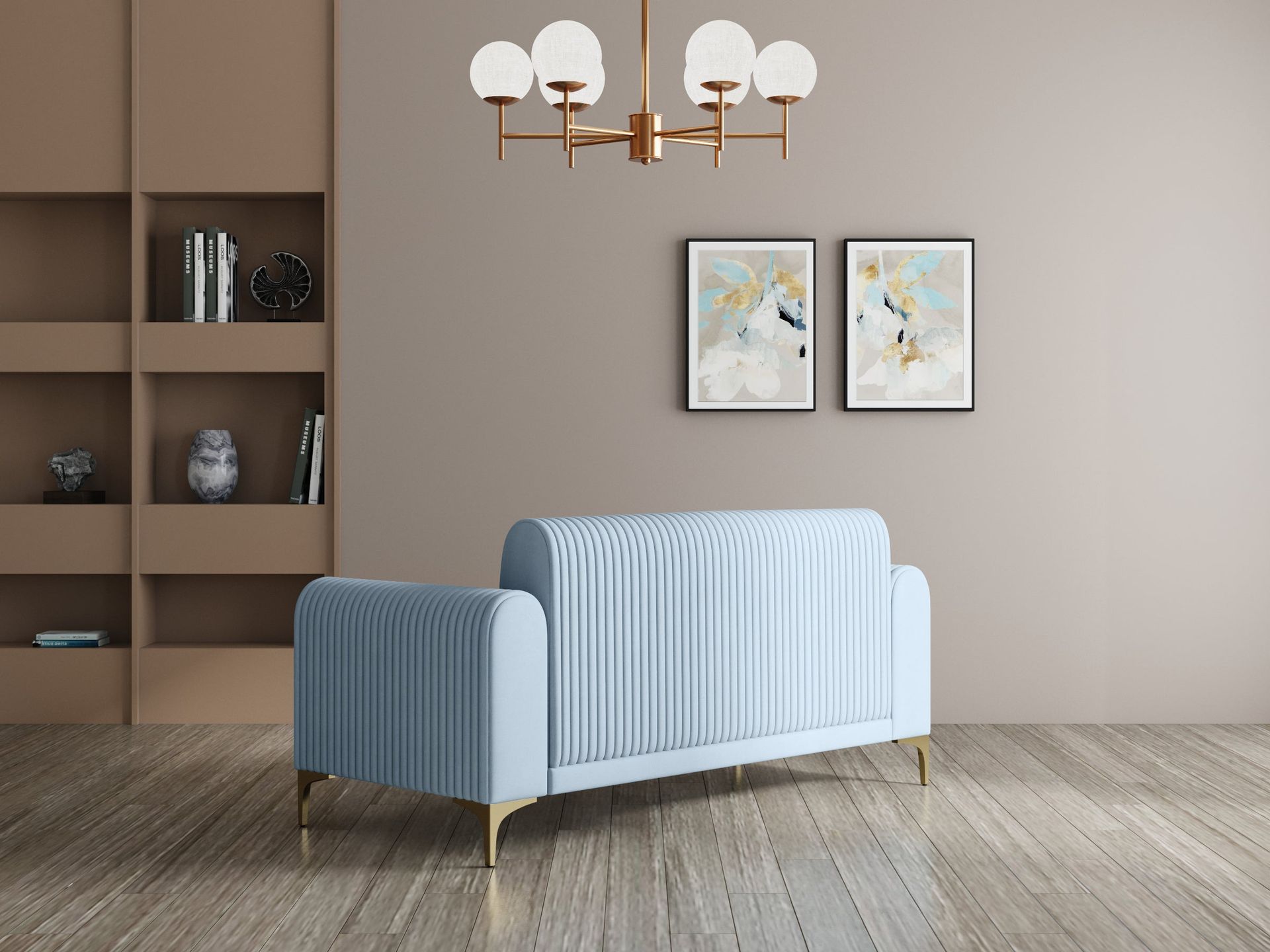 Hayden Home Premium Paris Sofa | 2 Seater Sofa, PVD Brushed Gold, Essential_Teal Mist
