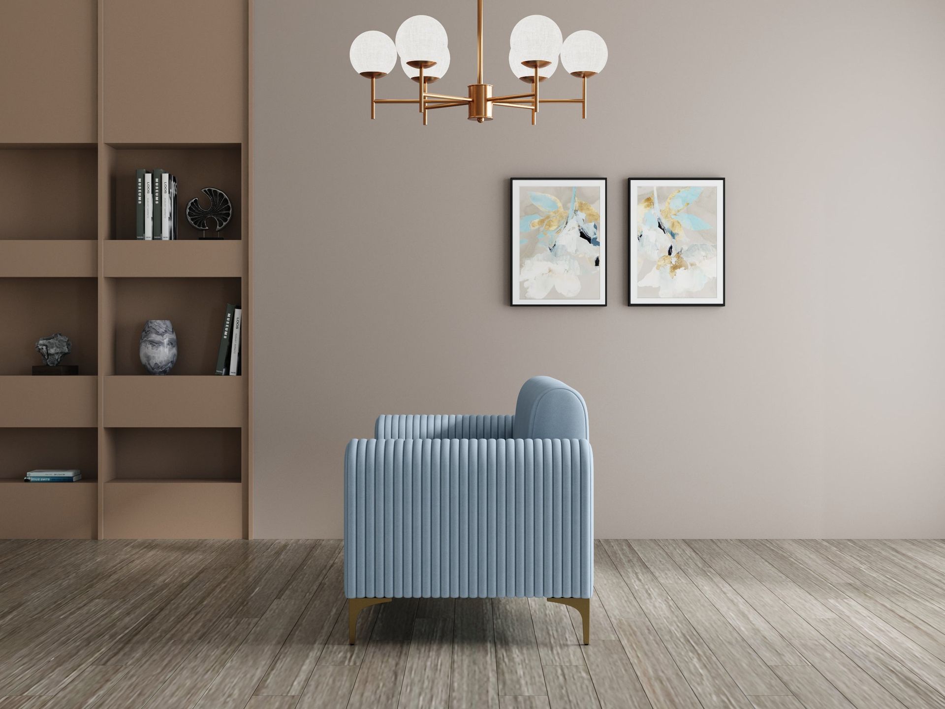 Hayden Home Premium Paris Sofa | 2 Seater Sofa, PVD Brushed Gold, Essential_Teal Mist