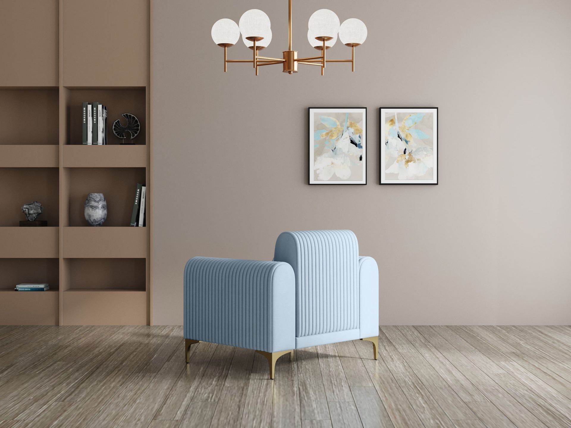 Hayden Home Premium Paris Sofa | 2 Seater Sofa, PVD Brushed Gold, Essential_Teal Mist