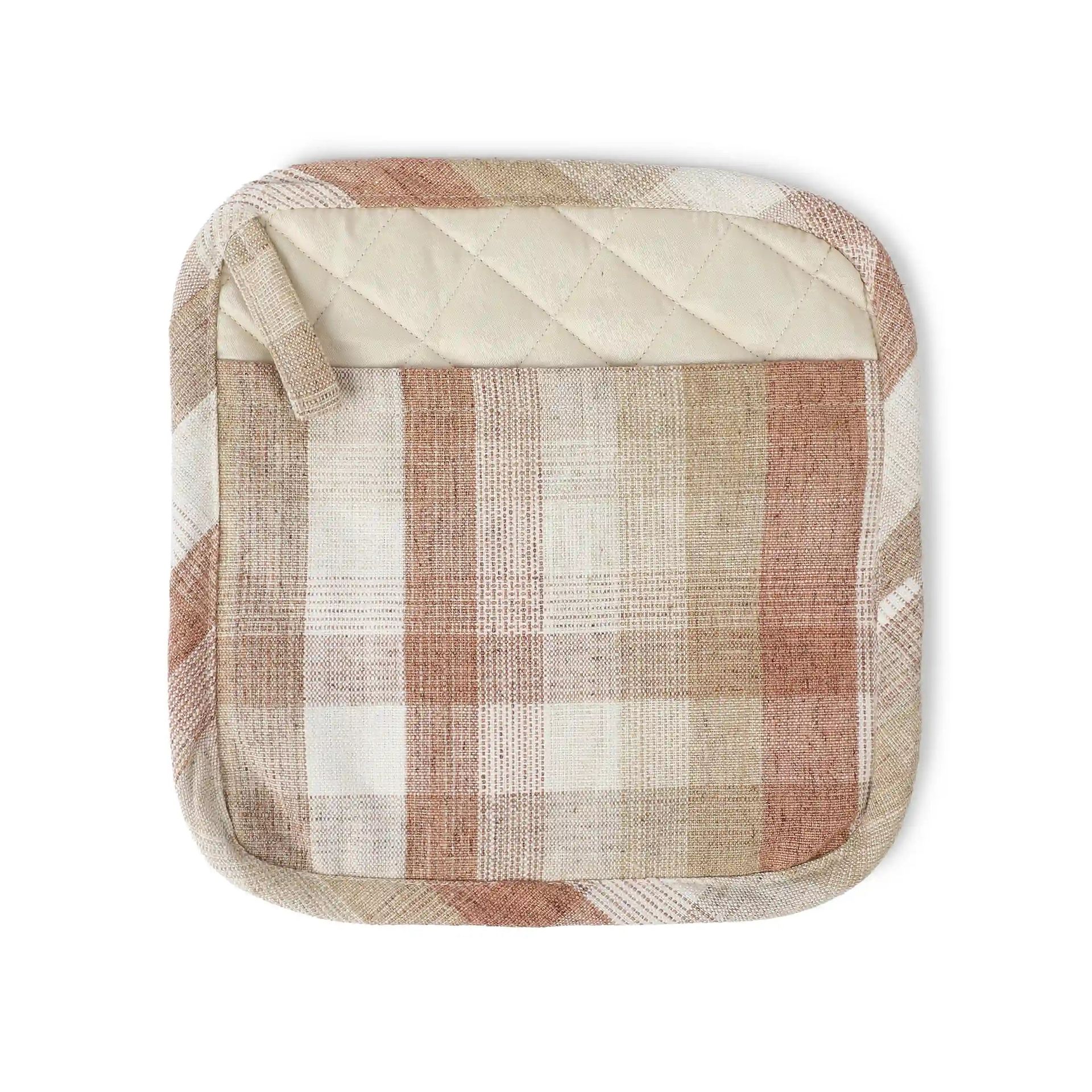Woven Check Red Set of 2 Pot Holder | Kaleida
