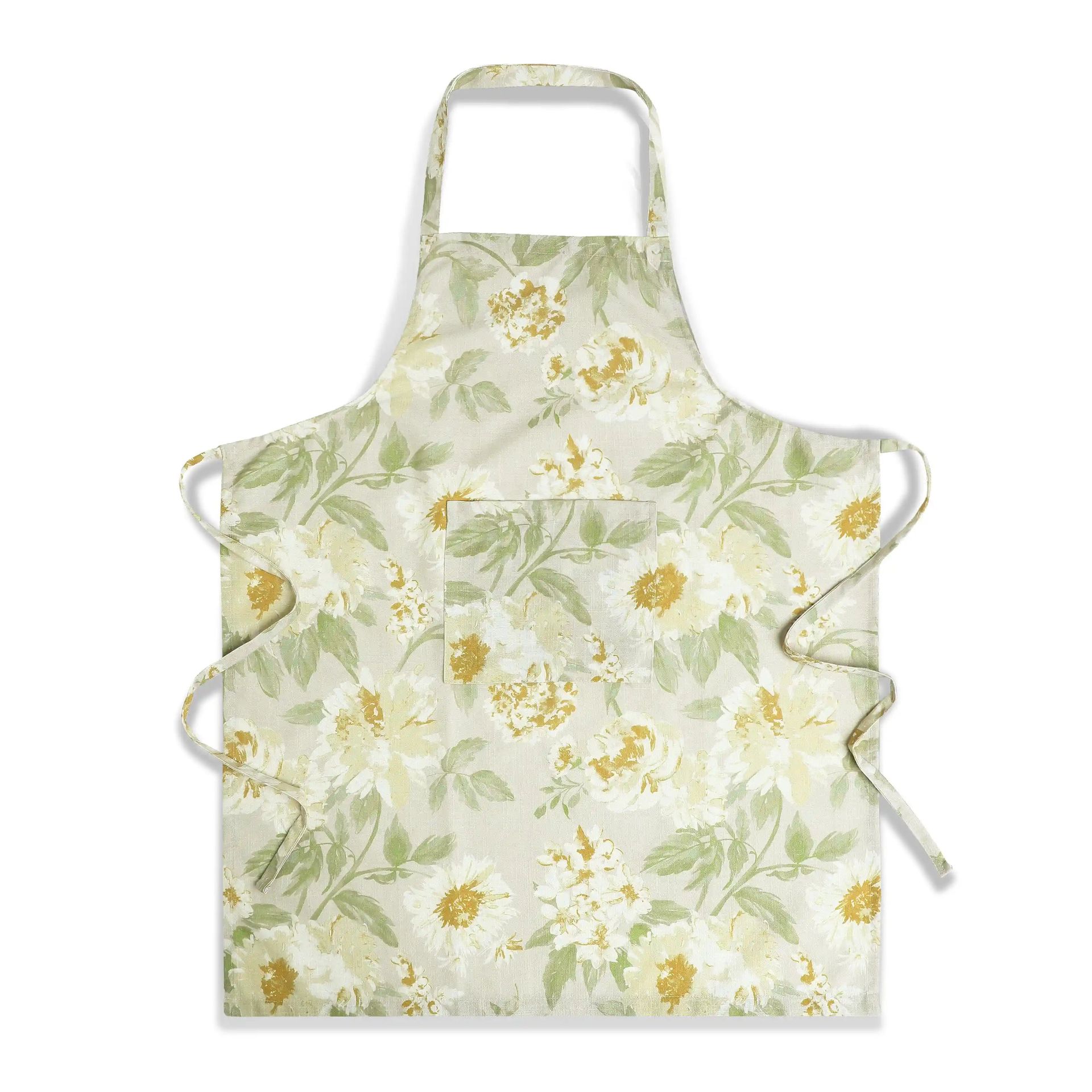Floral Polyester blend Yellow Apron | Kaleida