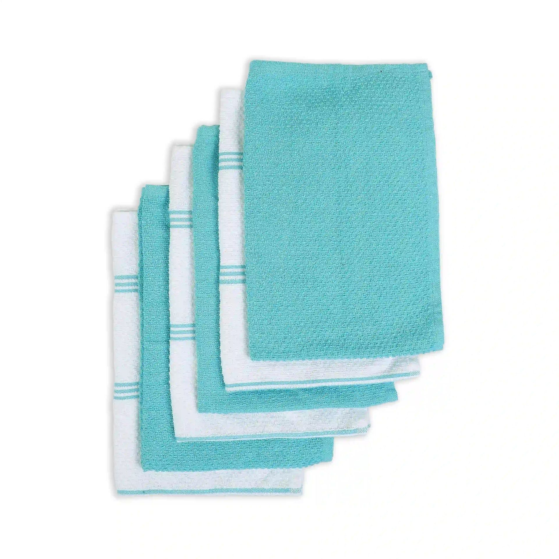 Solid Dyed Cotton Polyester blend Blue Sky 16 Piece Kitchen Linen Set | Kaleida