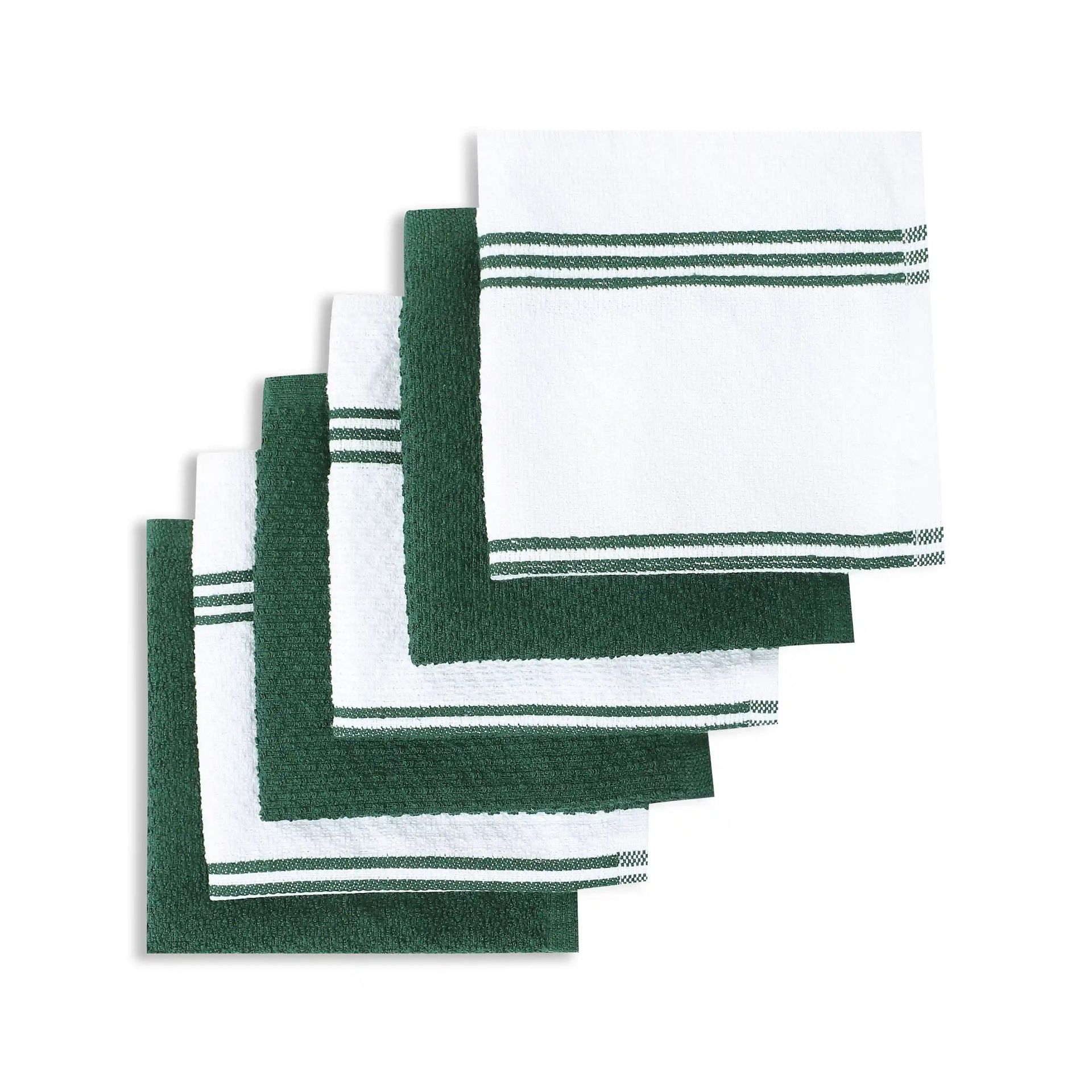 Solid Dyed Cotton Polyester blend Forest Green 16 Piece Kitchen Linen Set | Kaleida