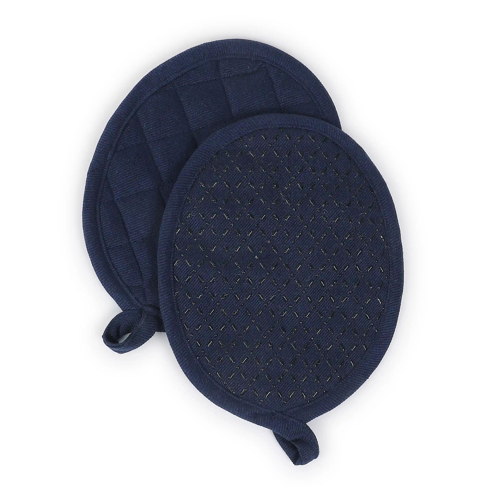 Solid Dyed Cotton Polyester blend Navy Blue 16 Piece Kitchen Linen Set | Kaleida