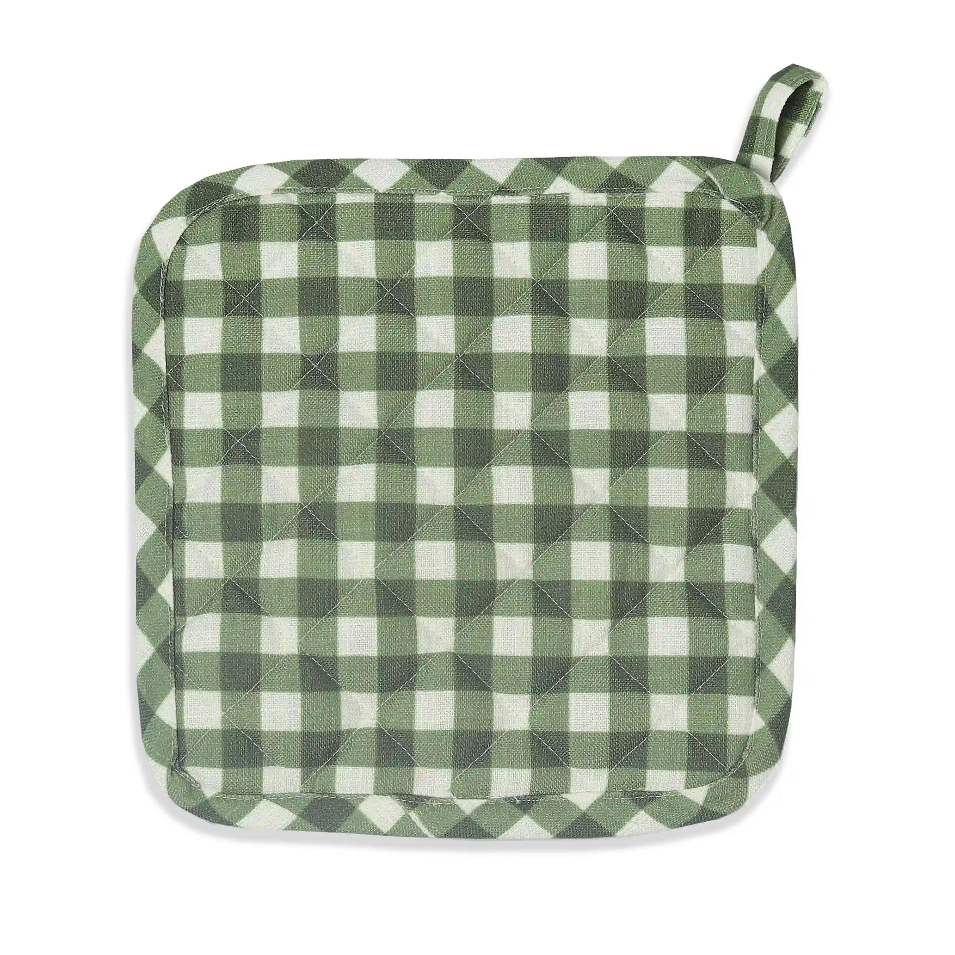 Small Gingham Green Set of 2 Pot Holder | Nonna's Home