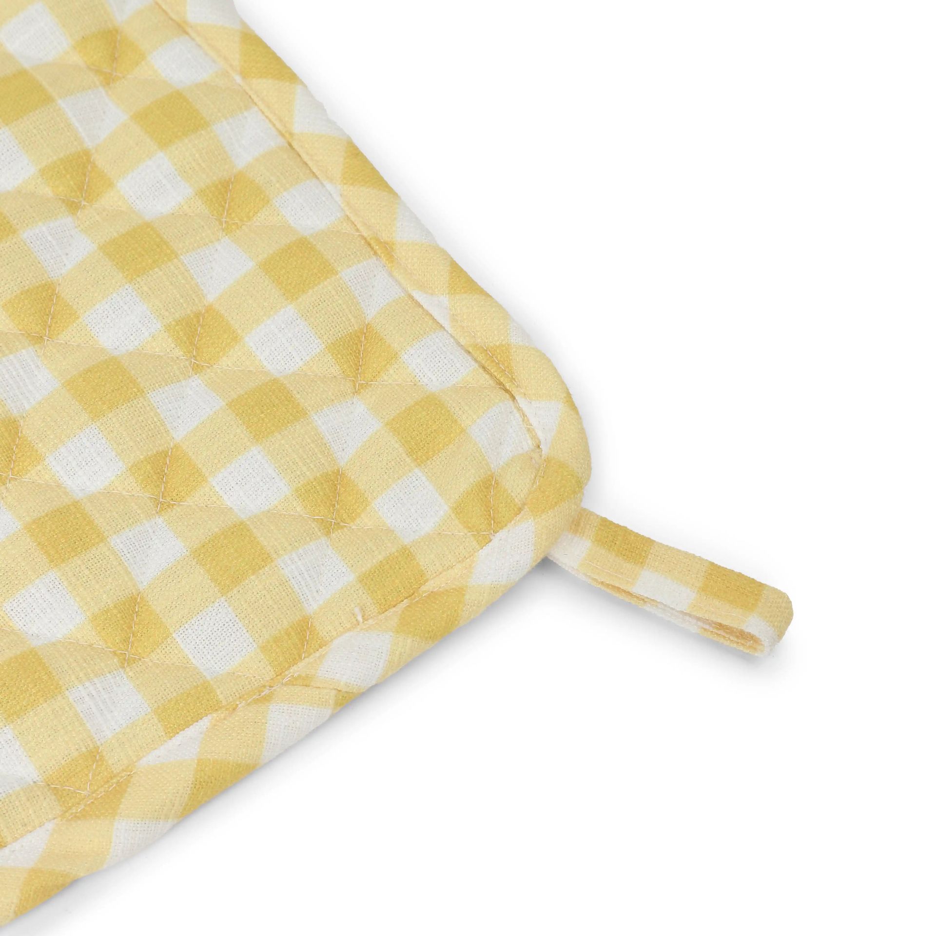 Small Gingham Yellow Set of 2 Pot Holder | Nonna's Home
