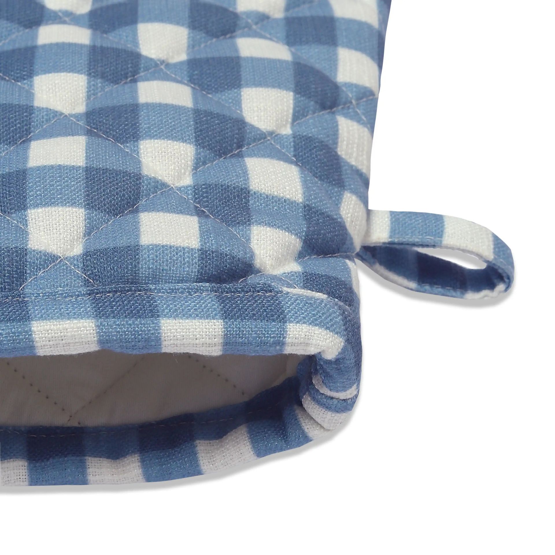 Small Gingham Blue Set of 2 Oven Mitt | Nonna's Home