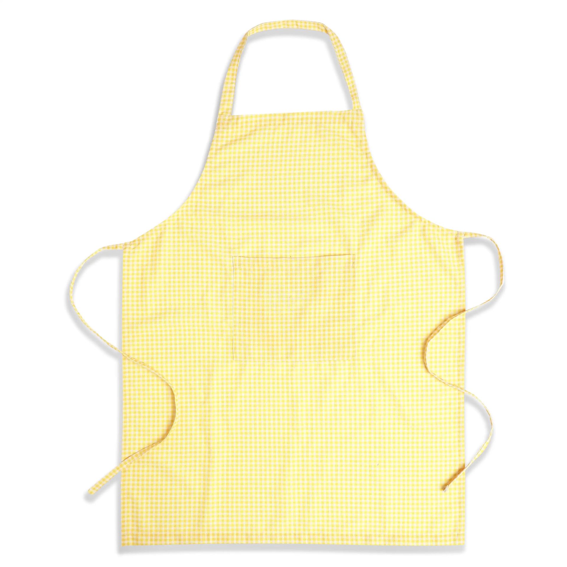 Small Gingham 100% Polyester Yellow Apron | Nonna's Home