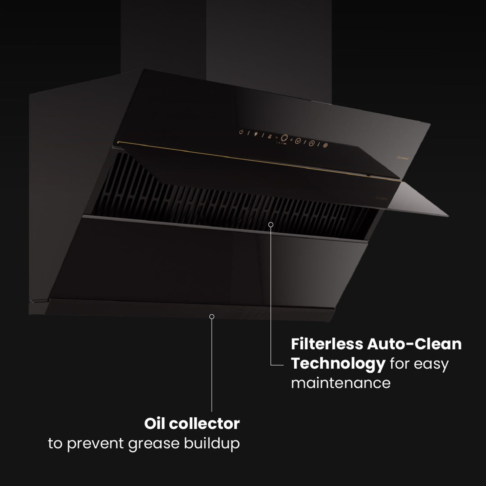 Intellia Auto Clean BLDC Ducted 1600 m3/h 900 mm Inclined Chimney | Intellia CHI90
