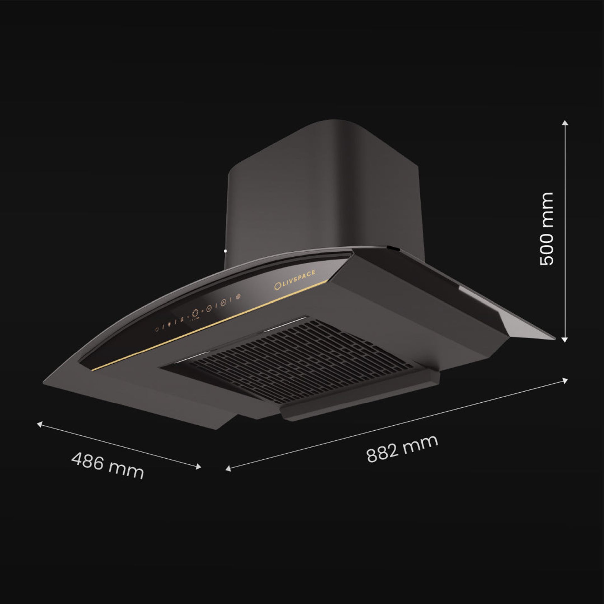 Intellia Auto Clean BLDC Ducted 1600 m3/h 900 mm Curved Chimney | Intellia CHC90