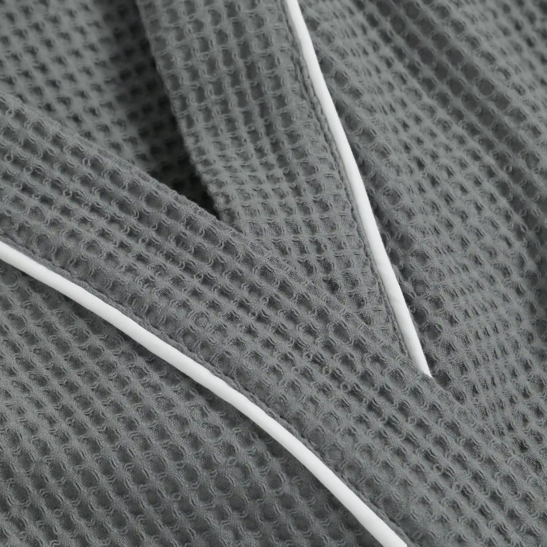 Solid Waffle 280 GSM 100% Cotton Grey Medium Bath Robe | Paleto