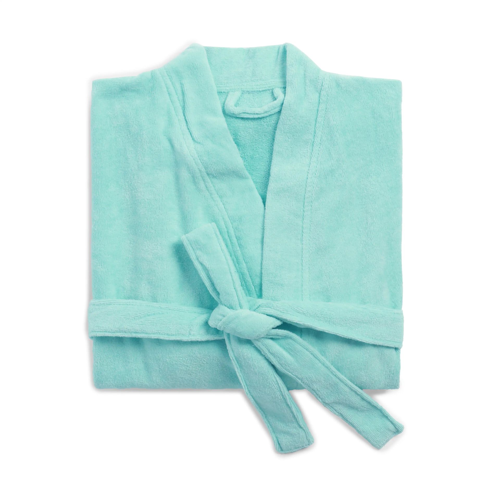 Solid Dyed 360 GSM 100% Cotton Aqua Medium Bath Robe | Paleto