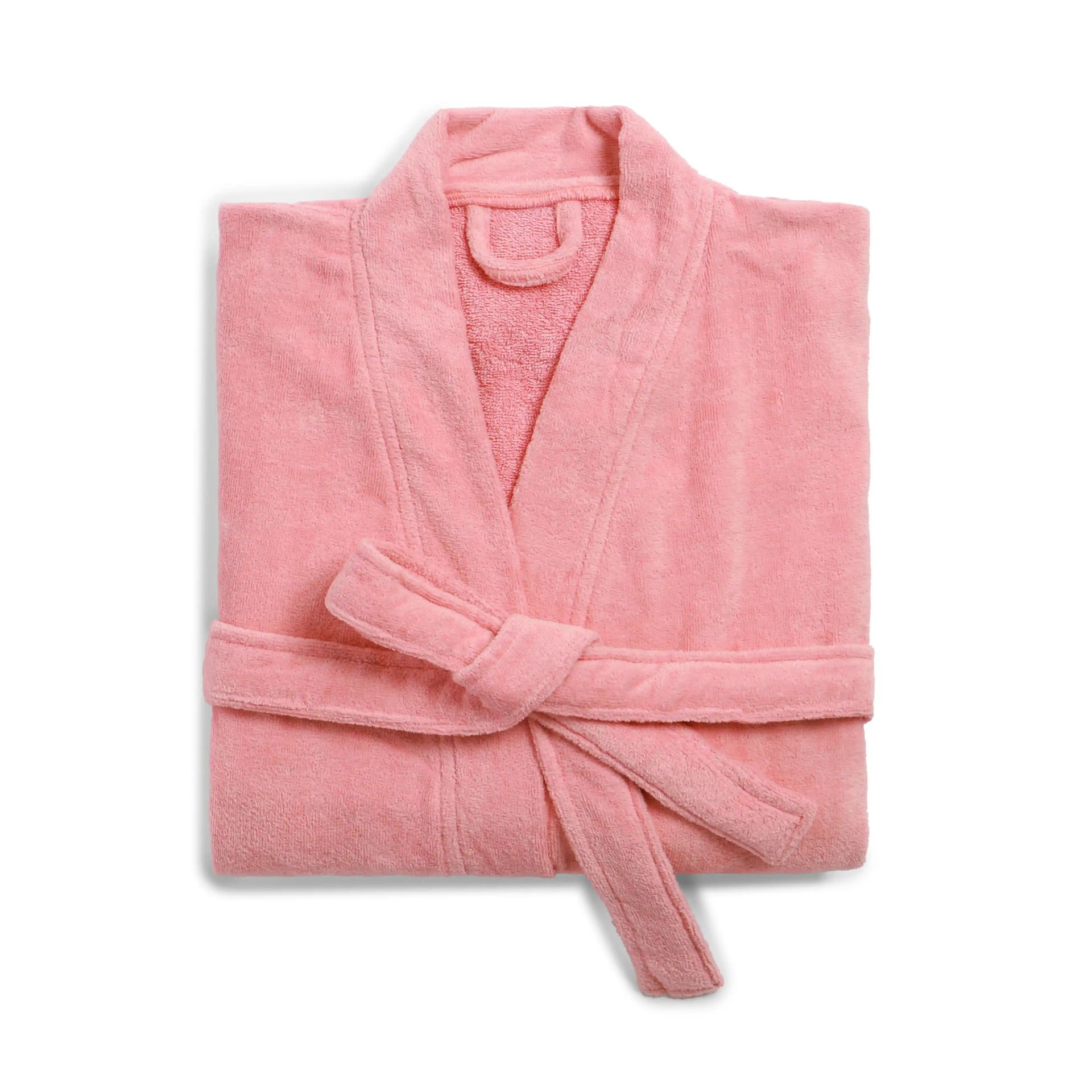 Solid Dyed 360 GSM 100% Cotton Rose Pink Medium Bath Robe | Paleto