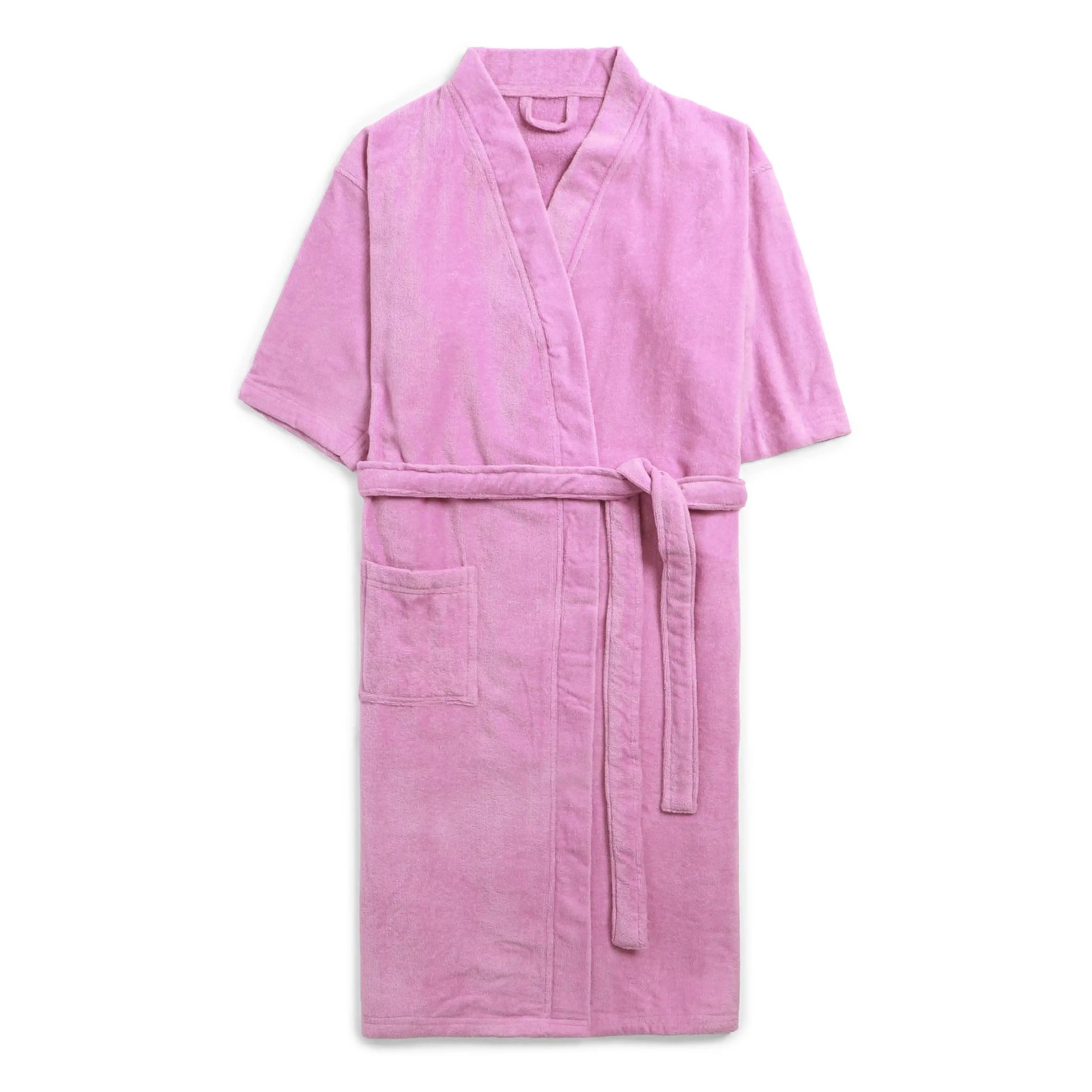 Solid Dyed 360 GSM 100% Cotton Lavender Medium Bath Robe | Paleto