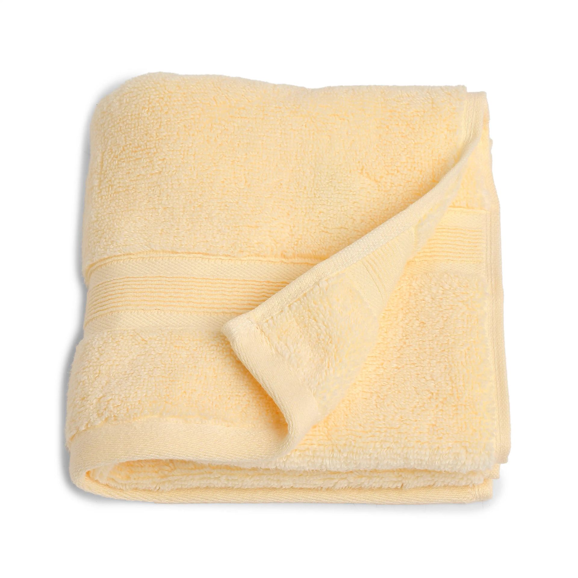 Solid Dyed 550 GSM 100% Cotton Buttercream Hand Towel | Pelushe