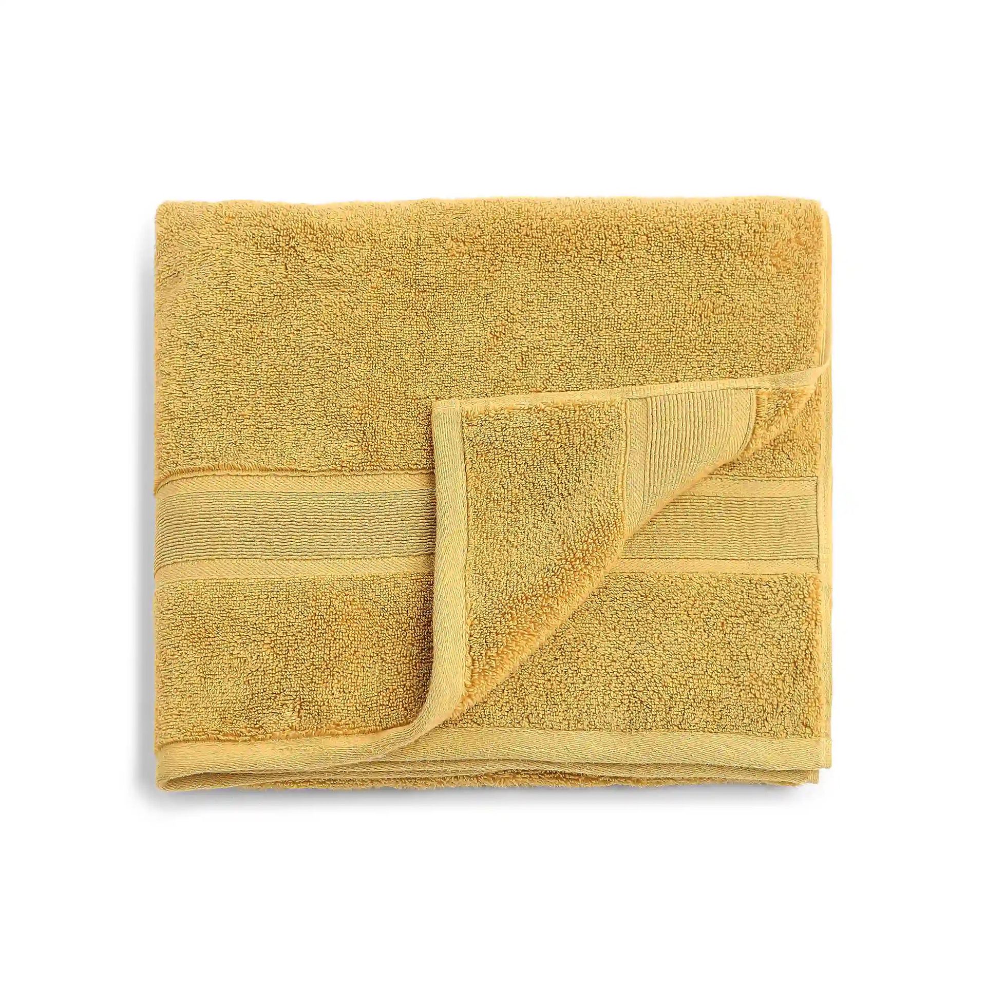 Solid Dyed 550 GSM 100% Cotton Sunlit Honey Bath Towel | Pelushe