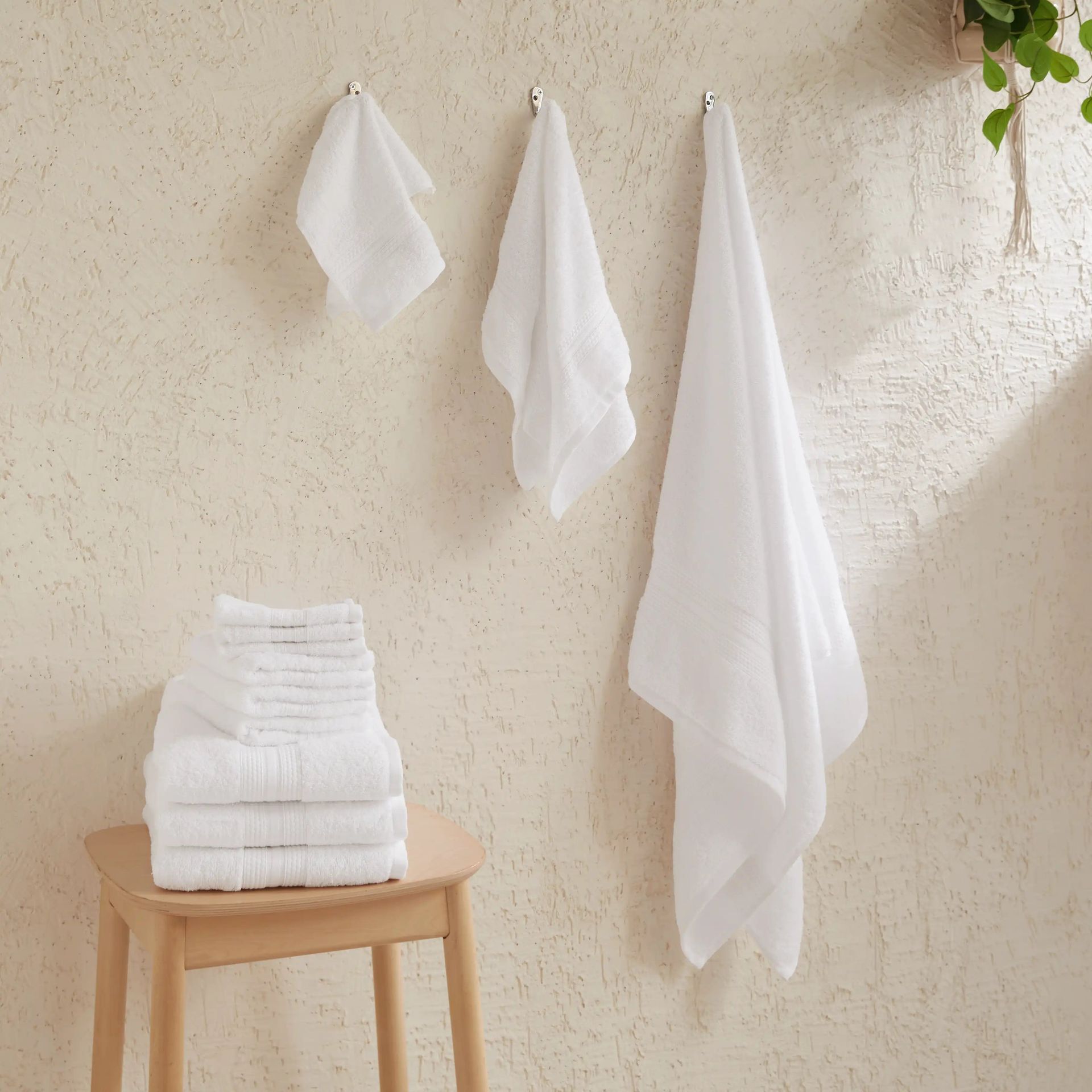 Solid Dyed 475 GSM 100% Cotton Optical White 12 Piece Towel Set | Paleto