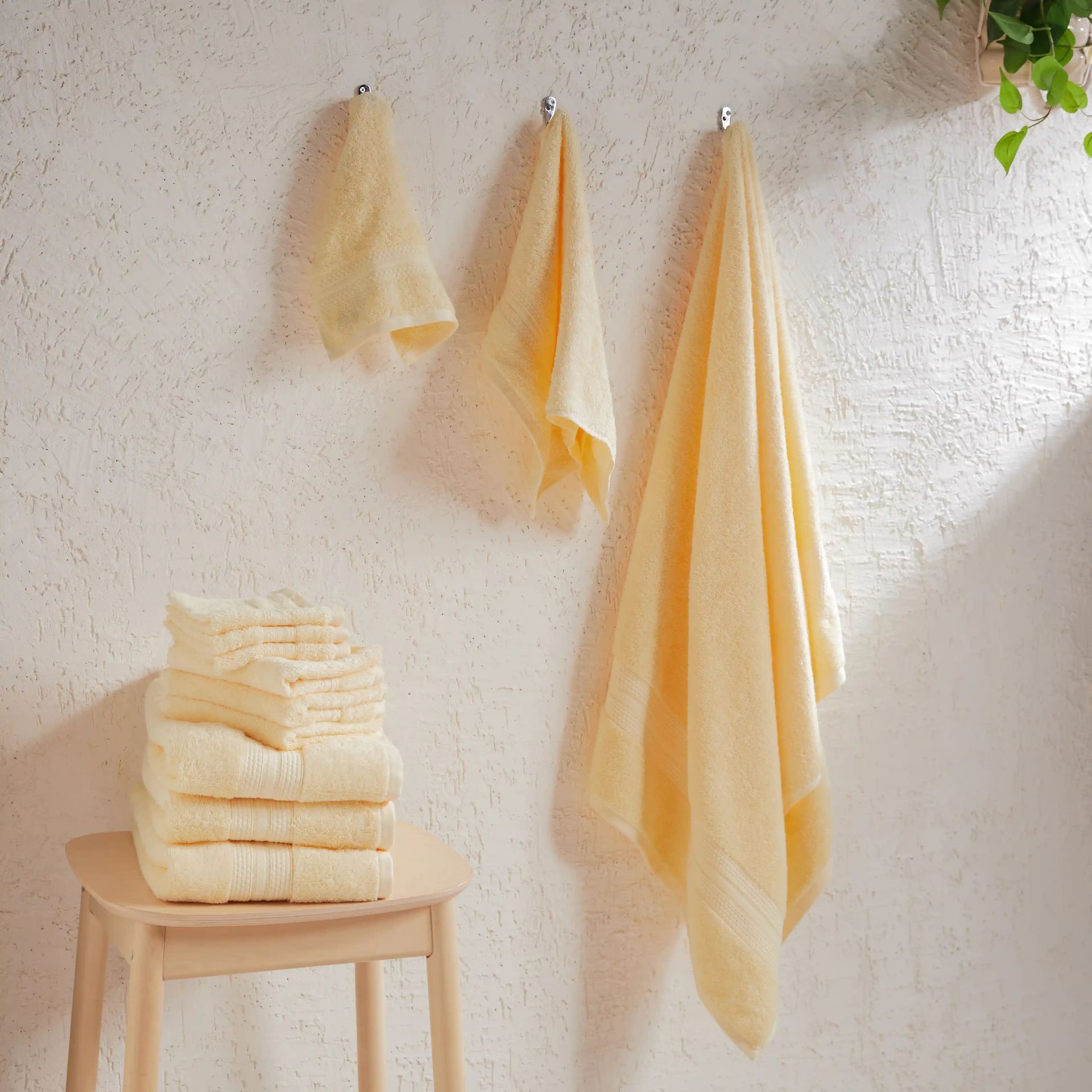 Solid Dyed 475 GSM 100% Cotton Buttercream 12 Piece Towel Set | Paleto
