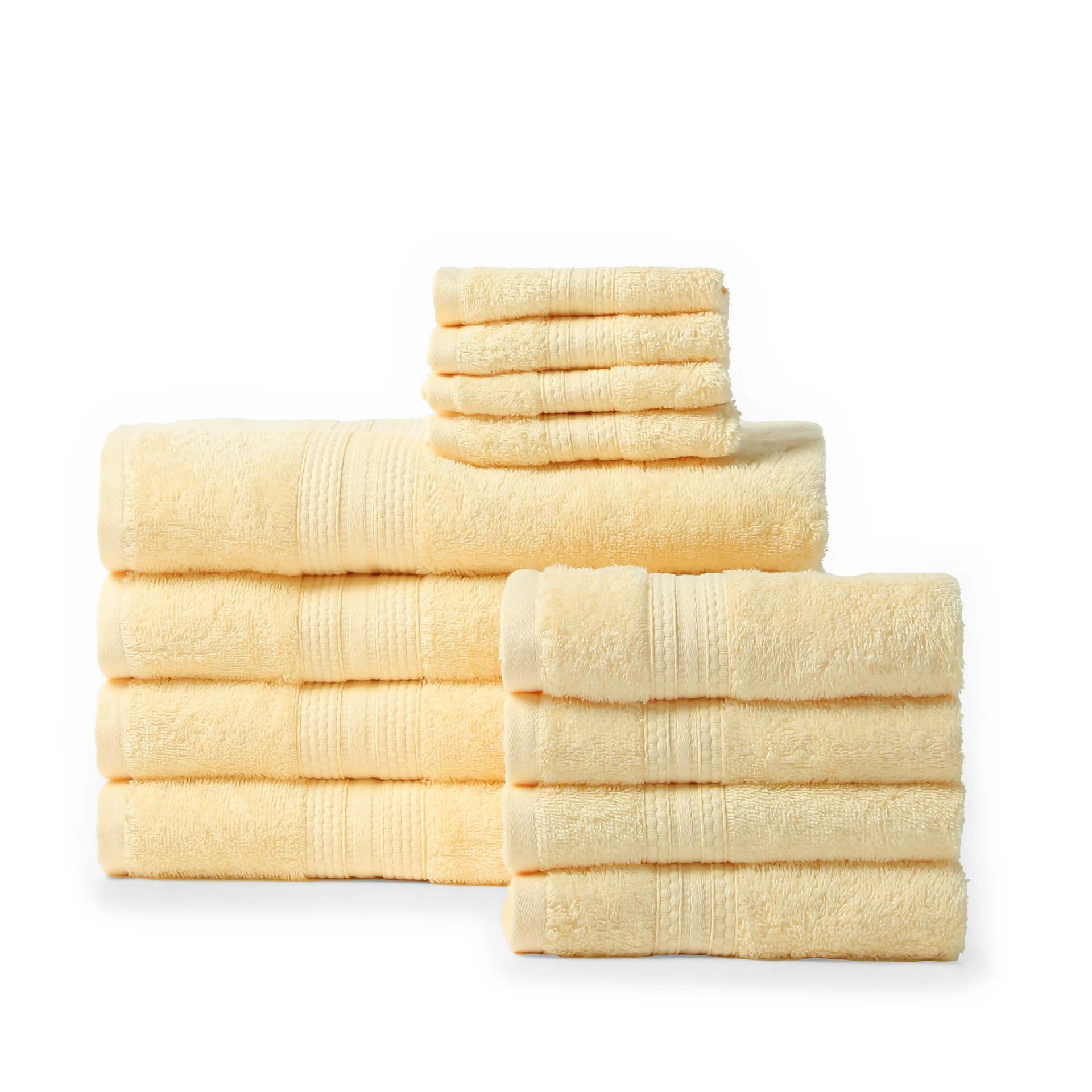 Solid Dyed 475 GSM 100% Cotton Buttercream 12 Piece Towel Set | Paleto