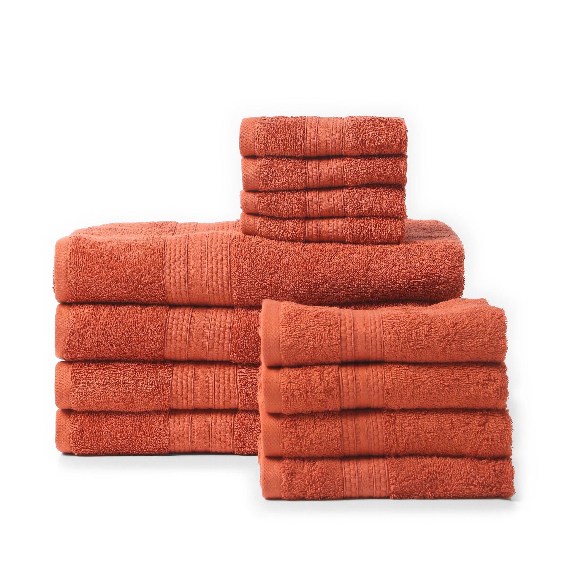 Solid Dyed 475 GSM 100% Cotton Burnt Red 12 Piece Towel Set | Paleto