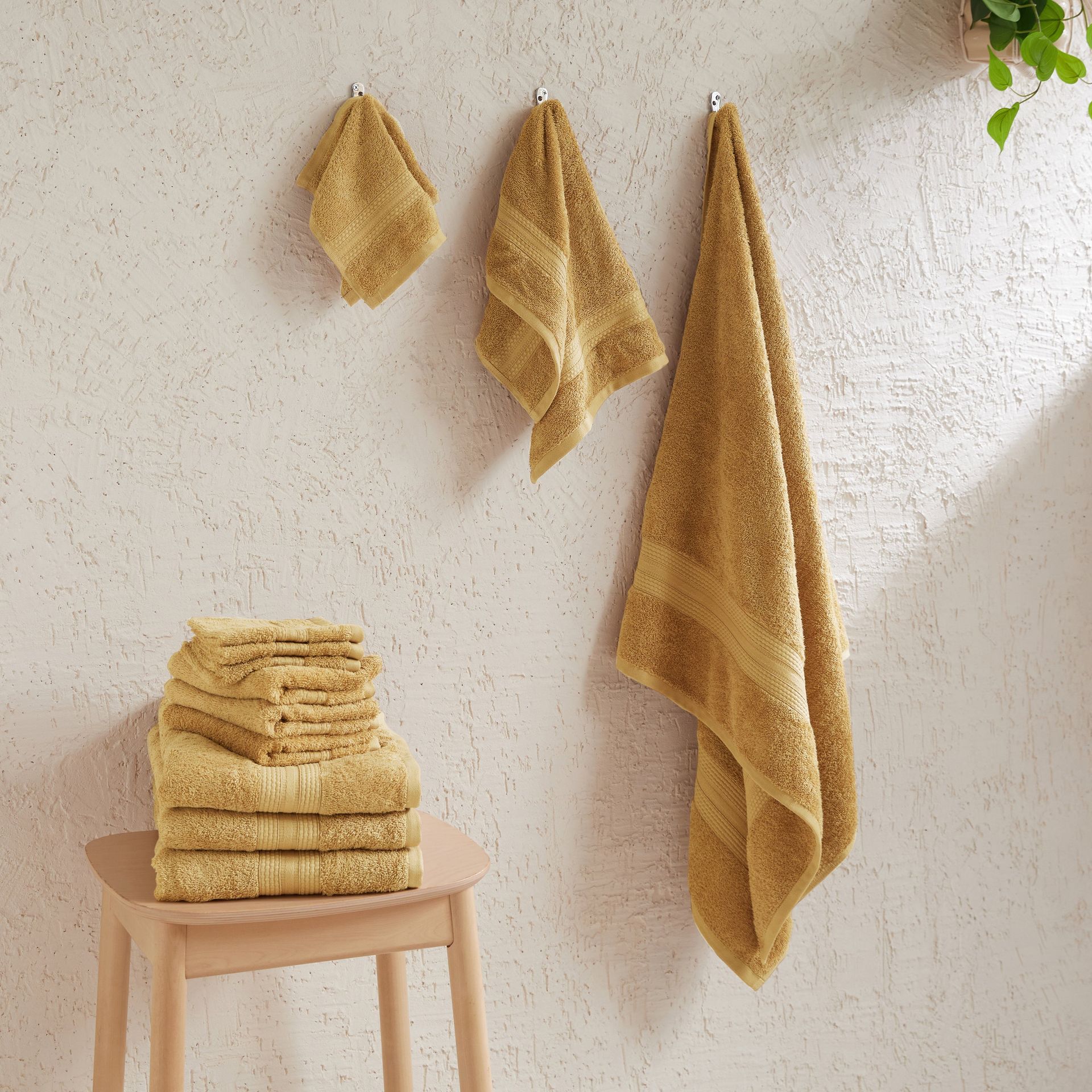 Solid Dyed 475 GSM 100% Cotton Beige 12 Piece Towel Set | Paleto