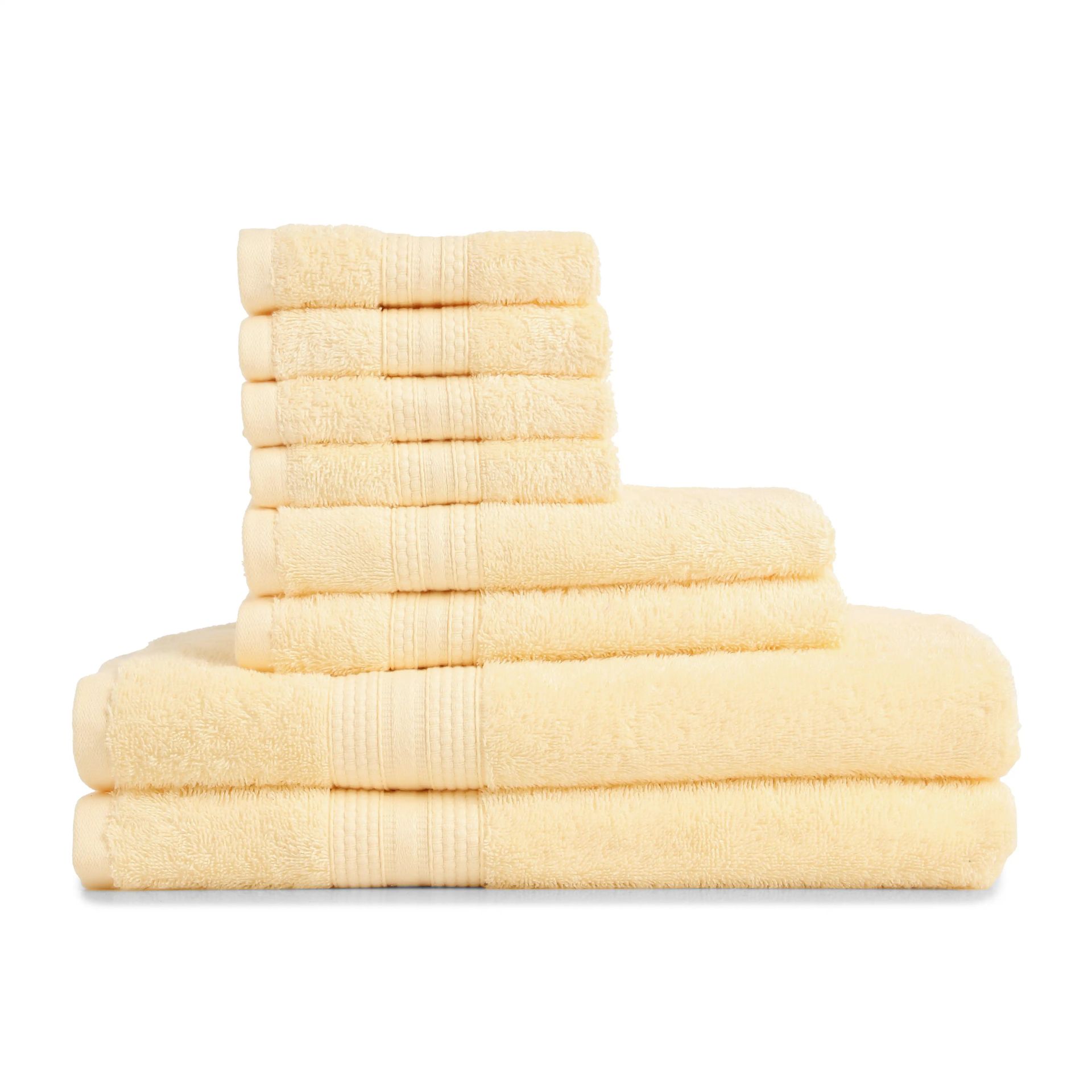 Solid Dyed 475 GSM 100% Cotton Buttercream 8 Piece Towel Set | Paleto