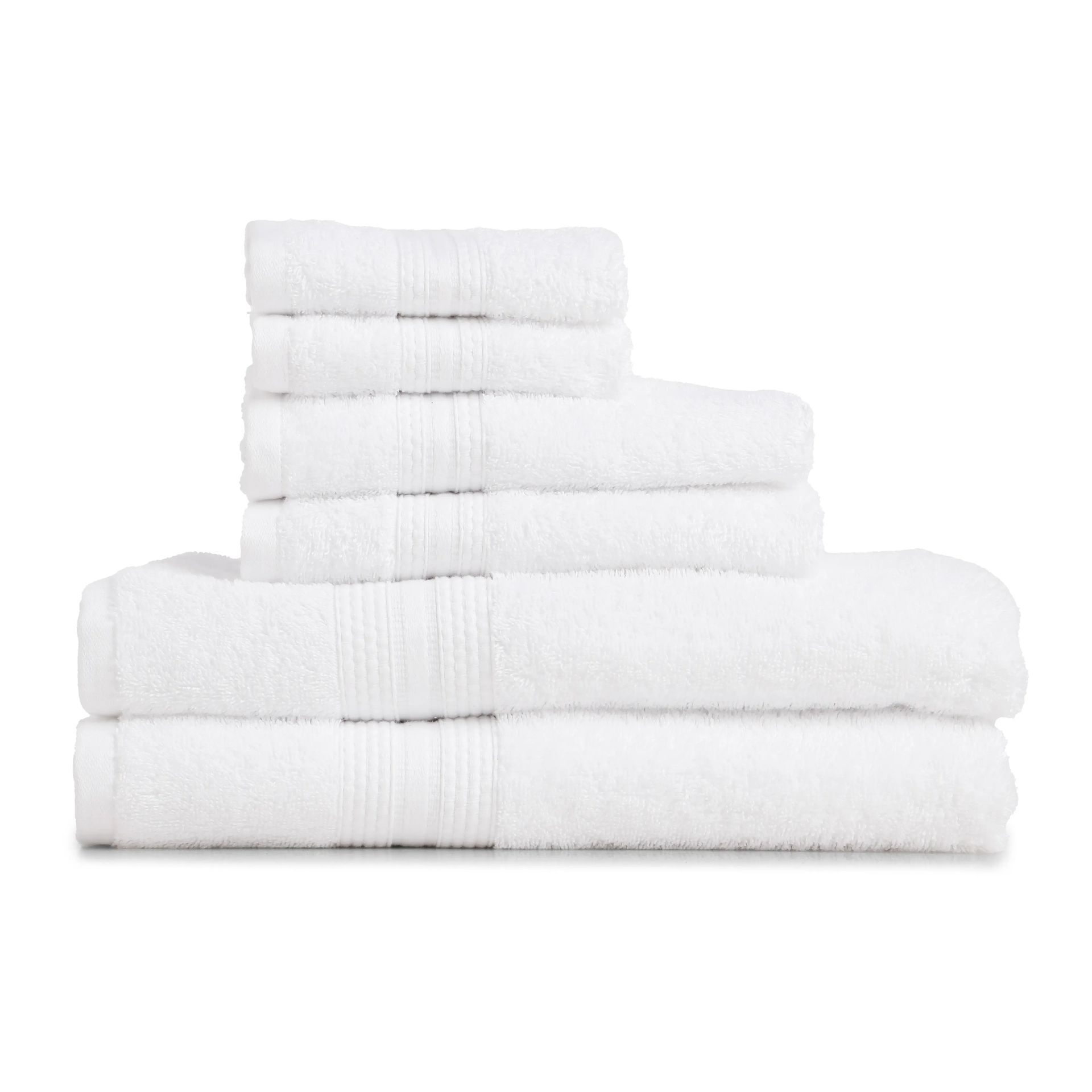 Solid Dyed 475 GSM 100% Cotton Optical White 6 Piece Towel Set | Paleto