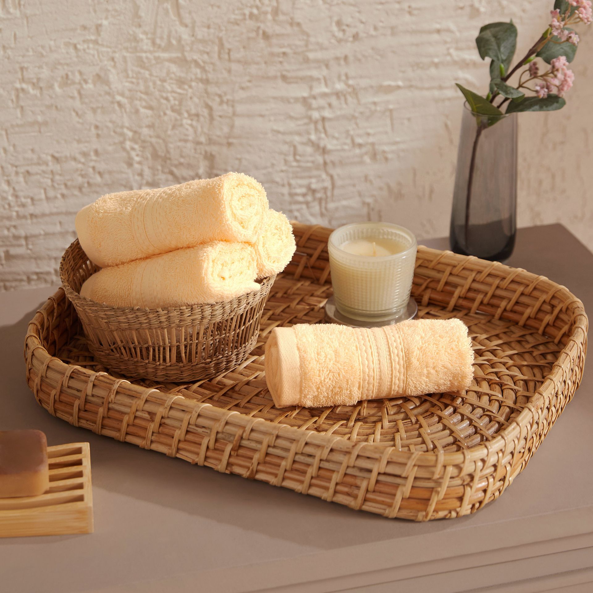 Solid Dyed 475 GSM 100% Cotton Buttercream Face Towel | Paleto