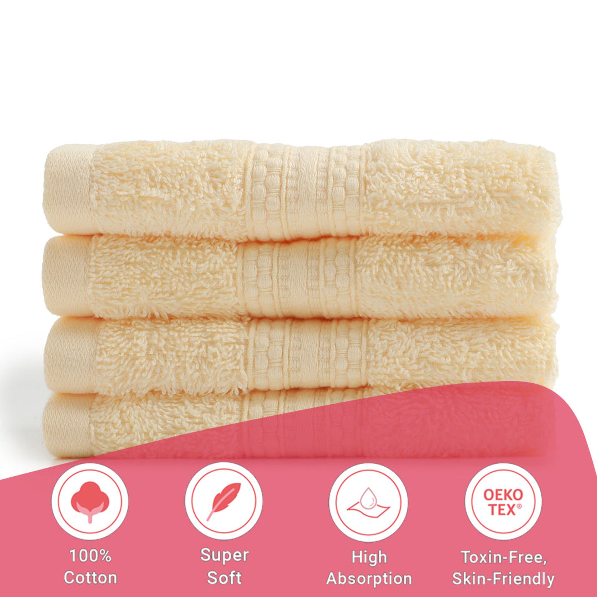 Solid Dyed 475 GSM 100% Cotton Buttercream Face Towel | Paleto
