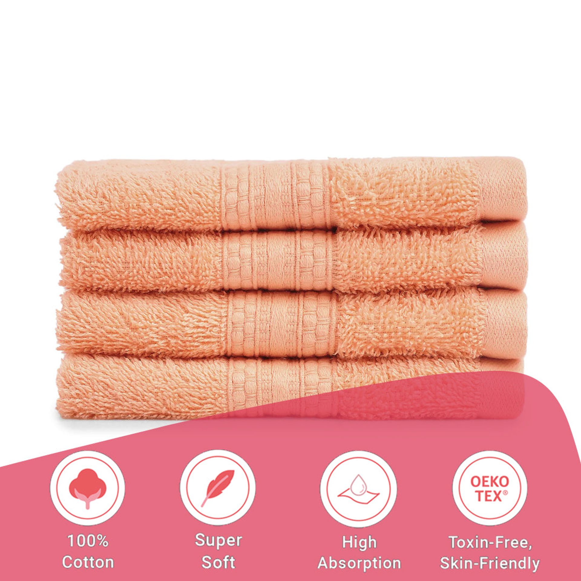 Solid Dyed 475 GSM 100% Cotton Peach Fuzz Face Towel | Paleto