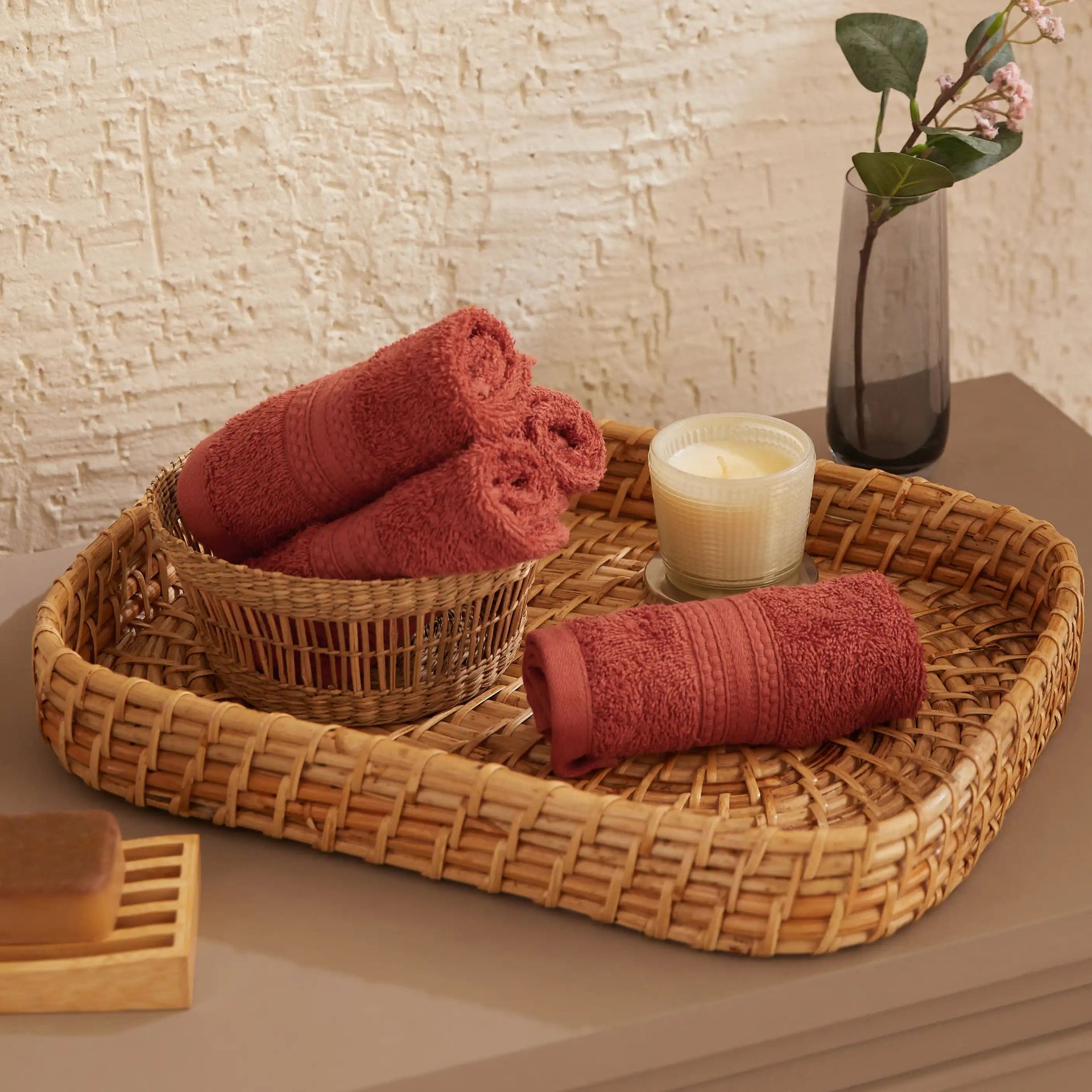 Solid Dyed 475 GSM 100% Cotton Burnt Red Face Towel | Paleto