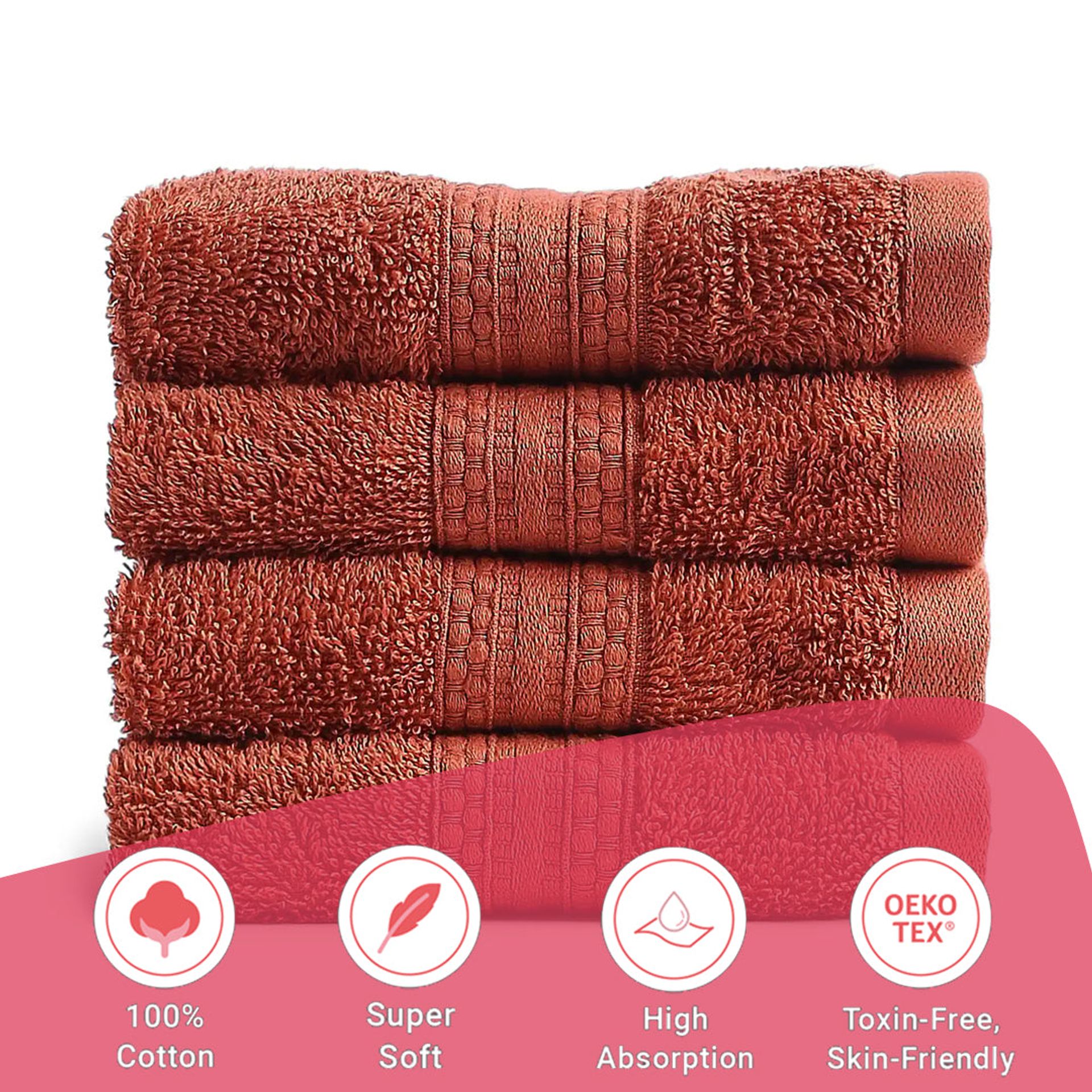 Solid Dyed 475 GSM 100% Cotton Burnt Red Face Towel | Paleto