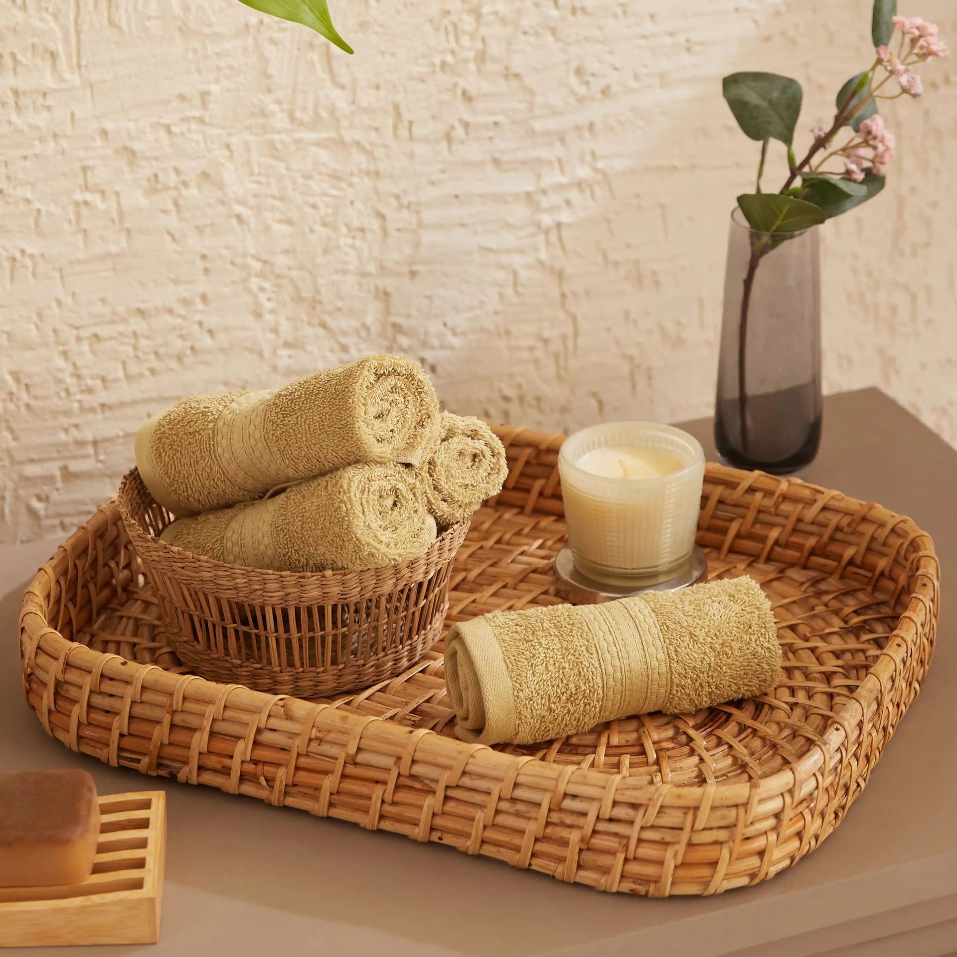 Solid Dyed 475 GSM 100% Cotton Beige Face Towel | Paleto