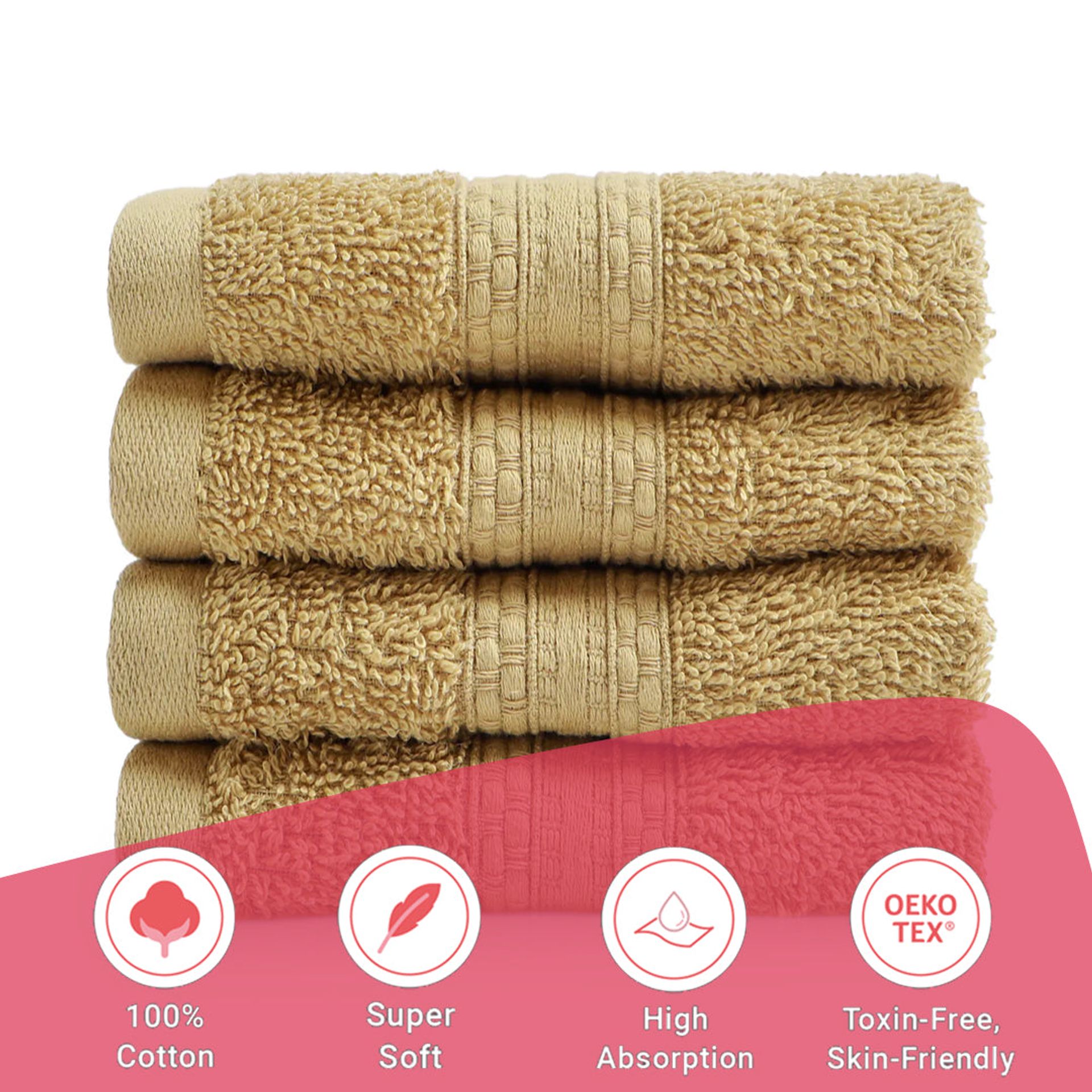 Solid Dyed 475 GSM 100% Cotton Beige Face Towel | Paleto