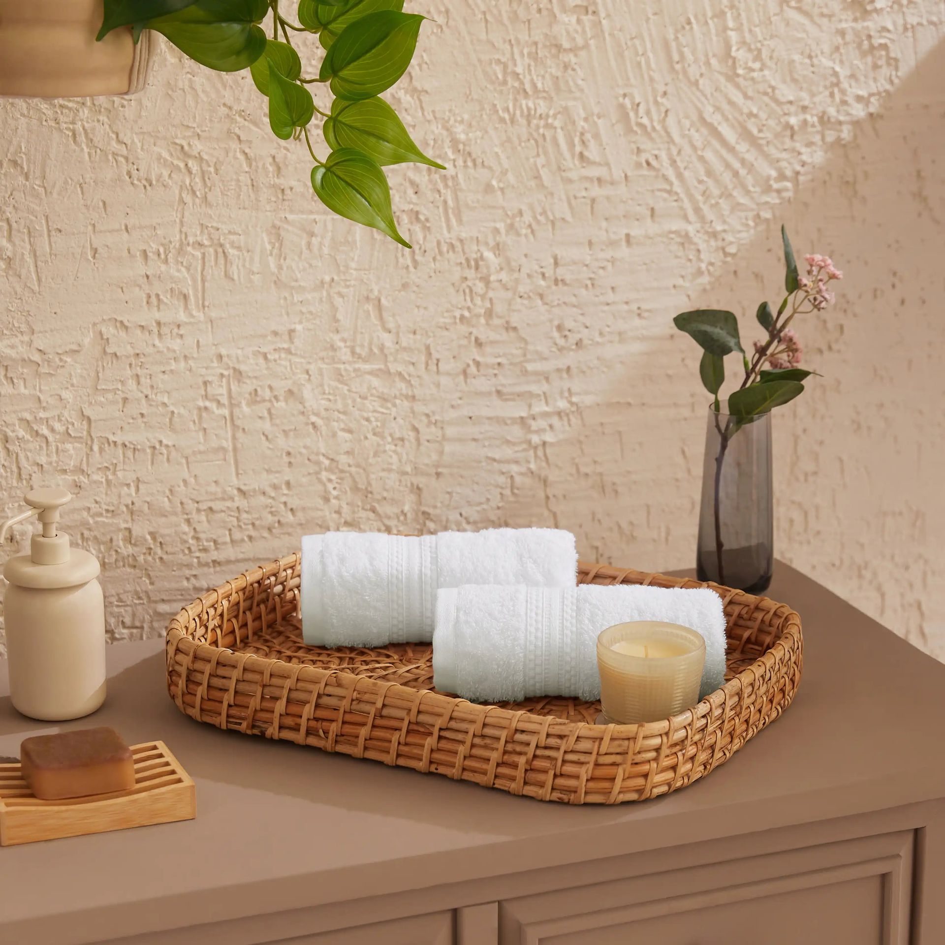 Solid Dyed 475 GSM 100% Cotton Optical White Hand Towel | Paleto