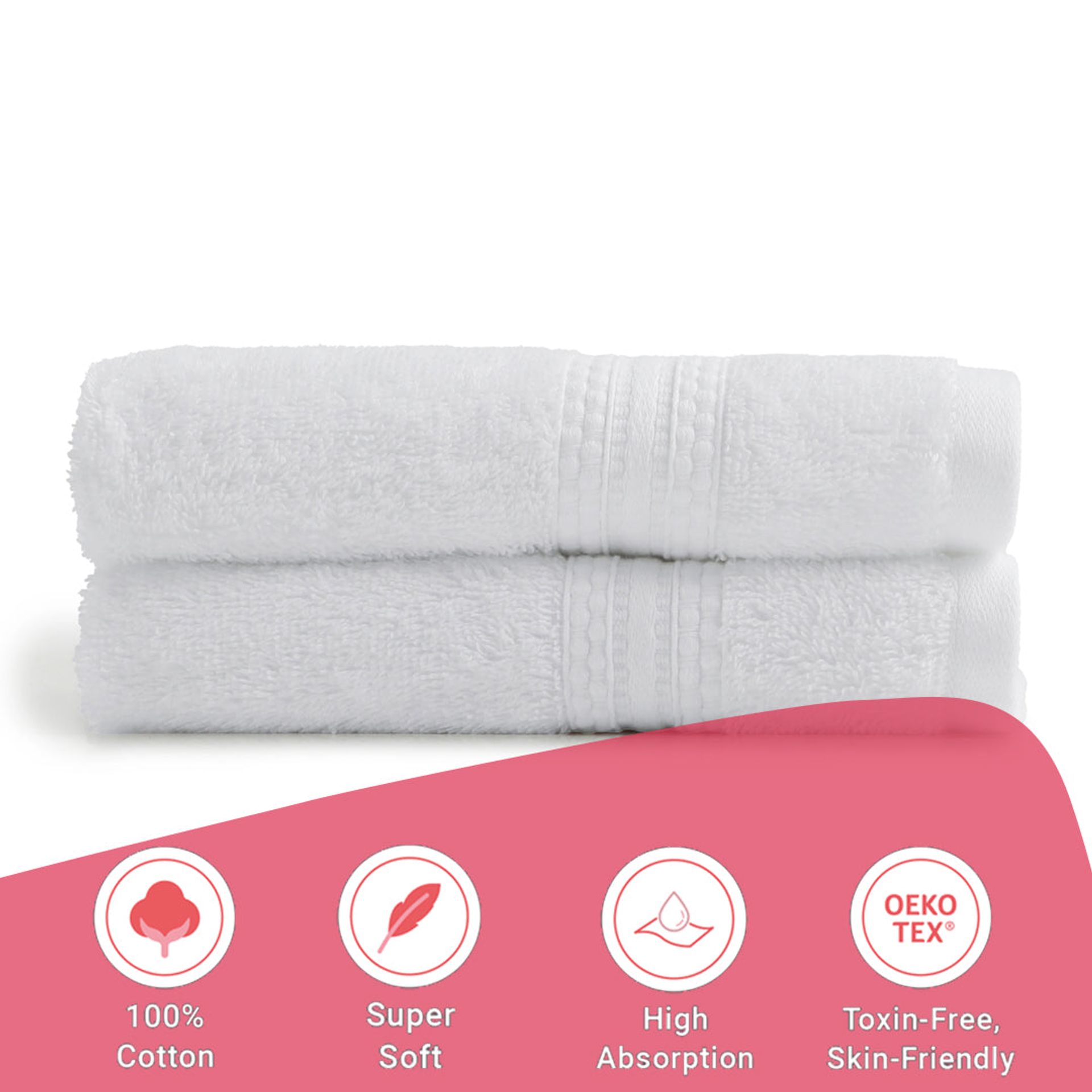Solid Dyed 475 GSM 100% Cotton Optical White Hand Towel | Paleto