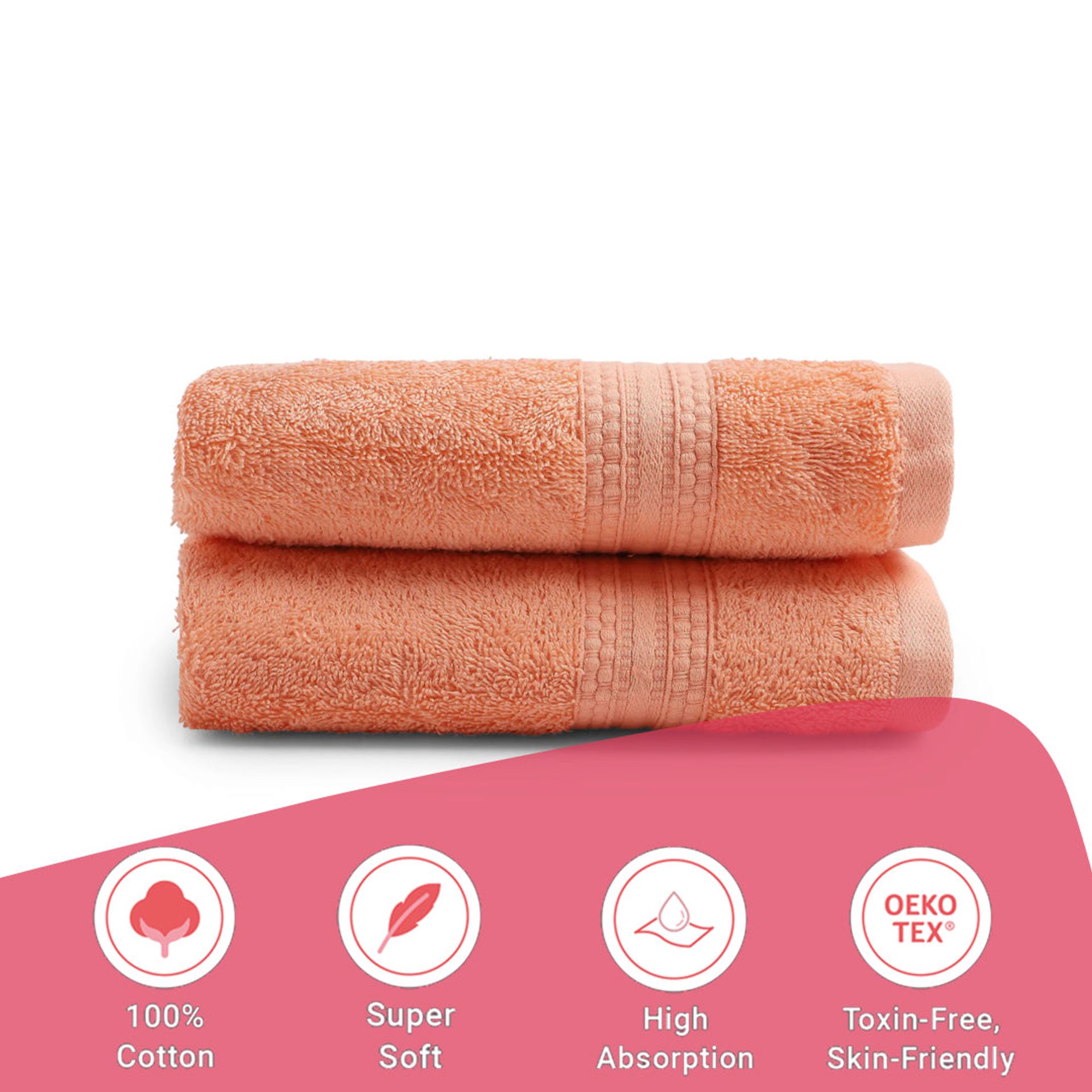 Solid Dyed 475 GSM 100% Cotton Peach Fuzz Hand Towel | Paleto