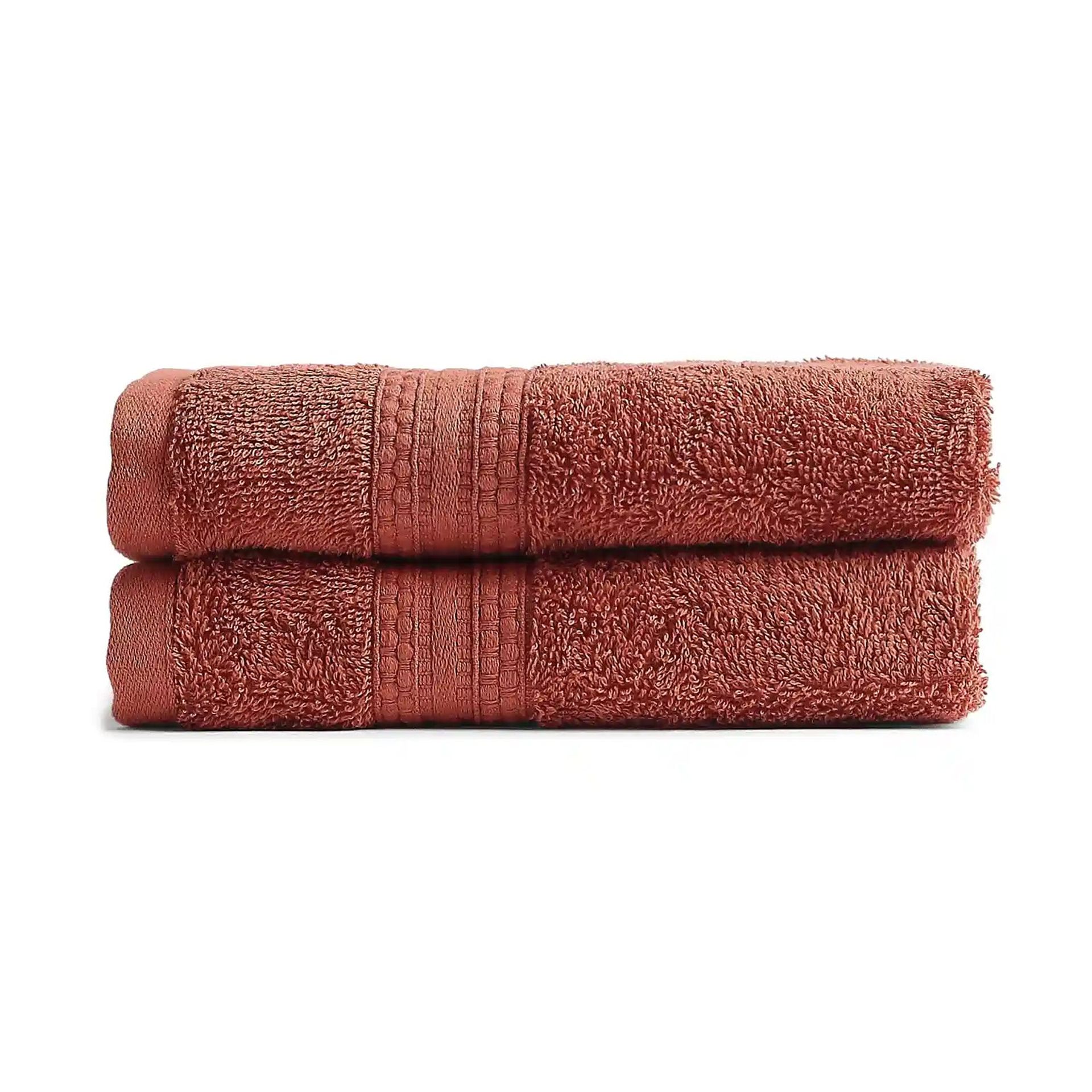 Solid Dyed 475 GSM 100% Cotton Burnt Red Hand Towel | Paleto