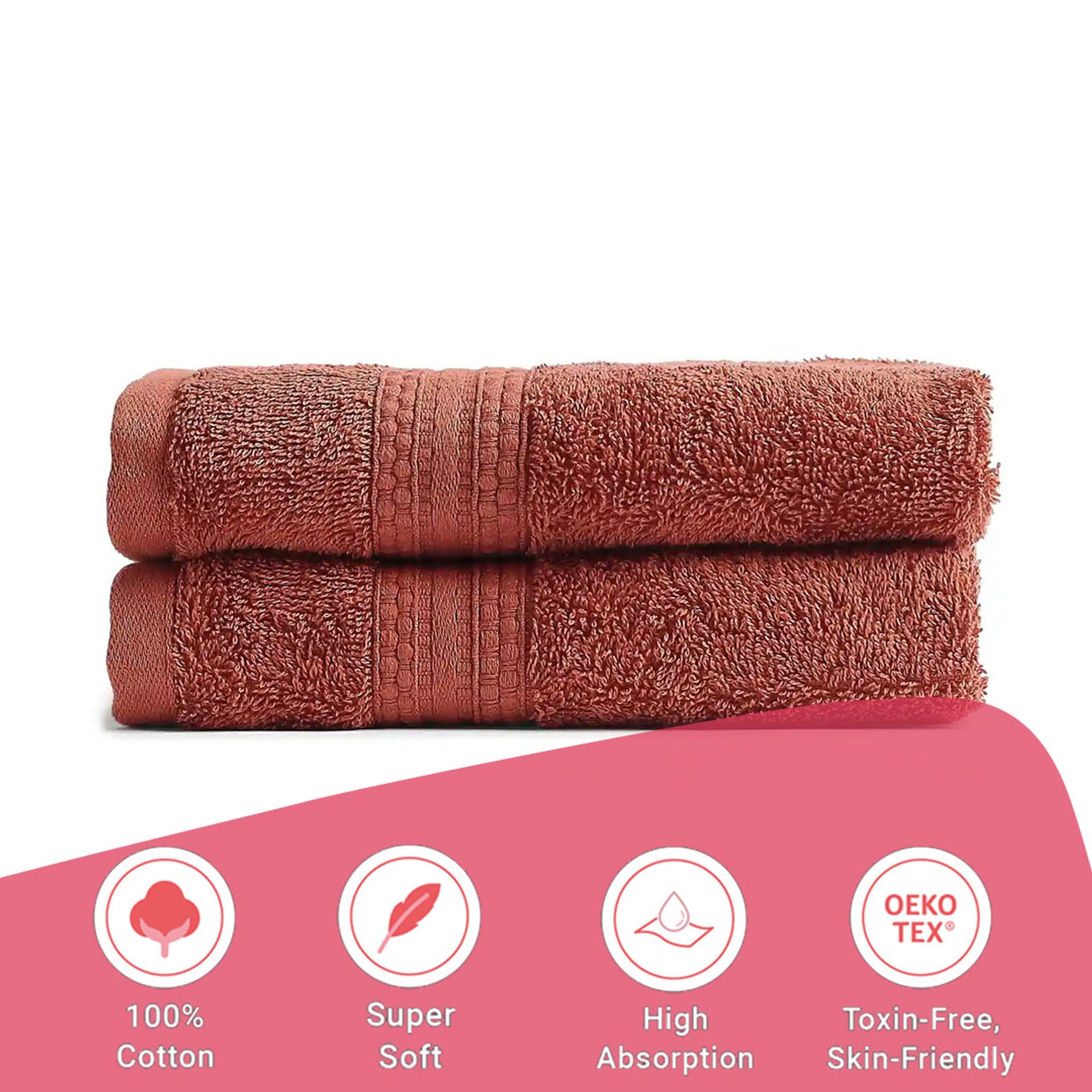Solid Dyed 475 GSM 100% Cotton Burnt Red Hand Towel | Paleto