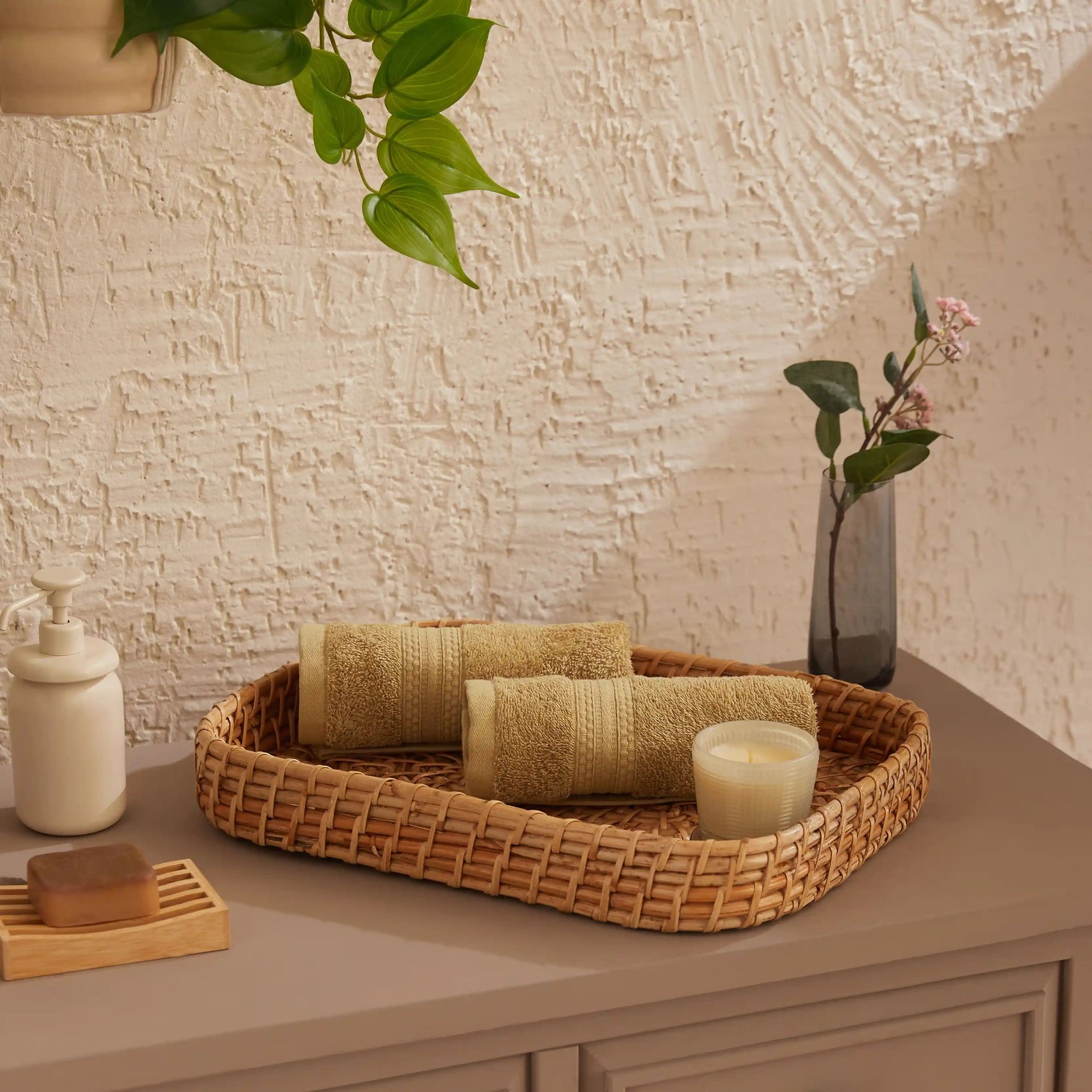 Solid Dyed 475 GSM 100% Cotton Beige Hand Towel | Paleto