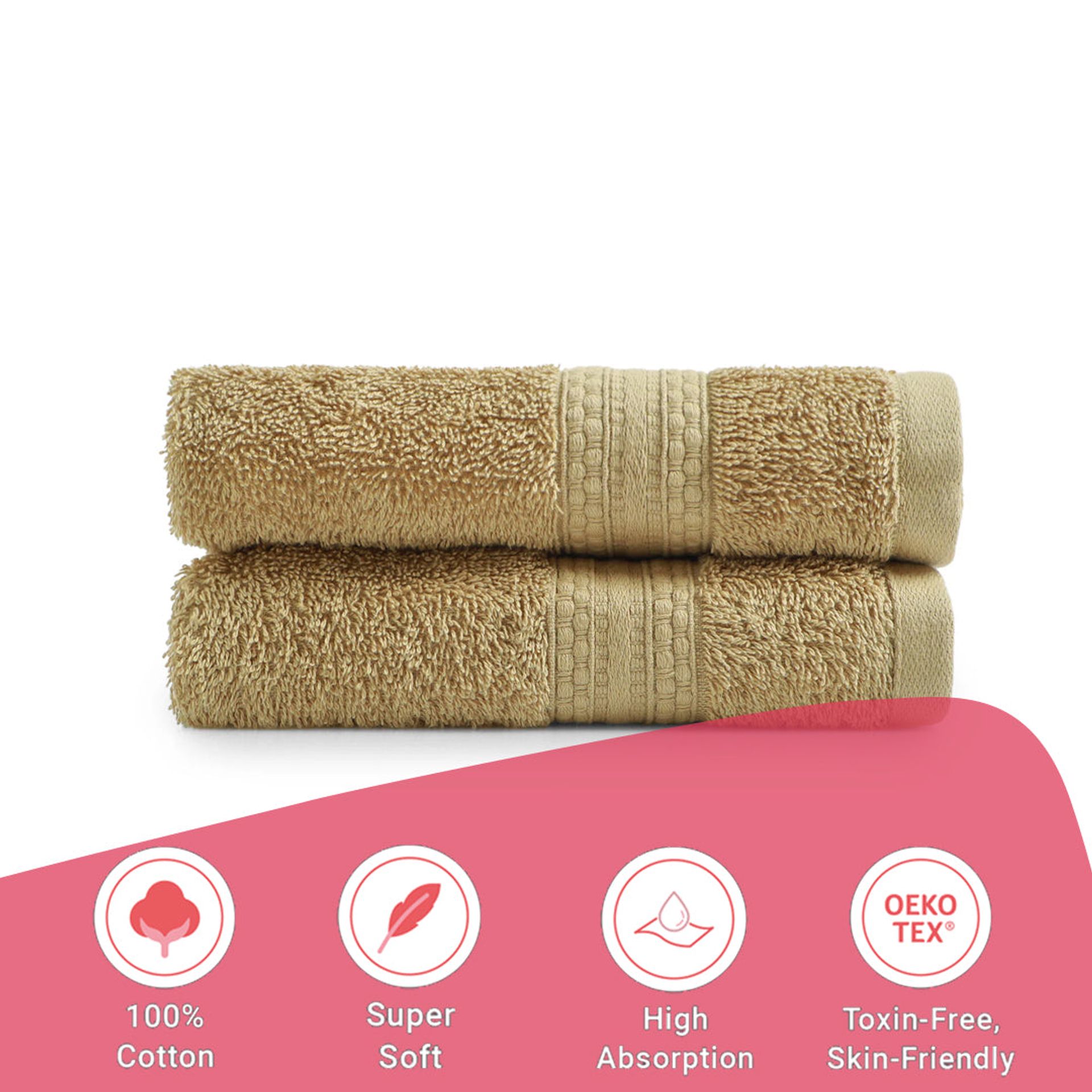 Solid Dyed 475 GSM 100% Cotton Beige Hand Towel | Paleto