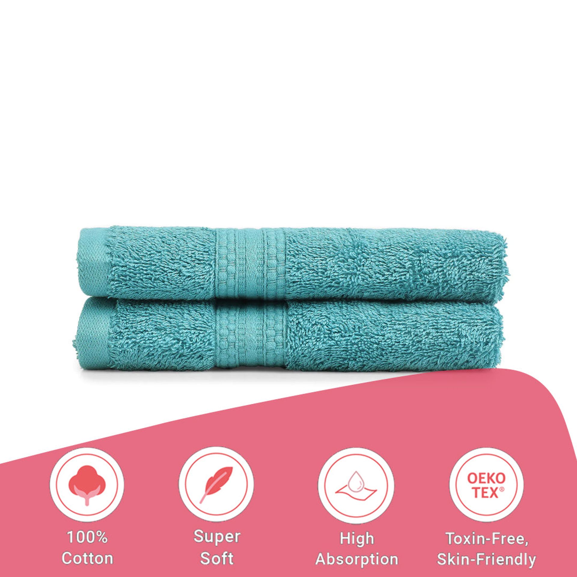 Solid Dyed 475 GSM 100% Cotton Teal Hand Towel | Paleto