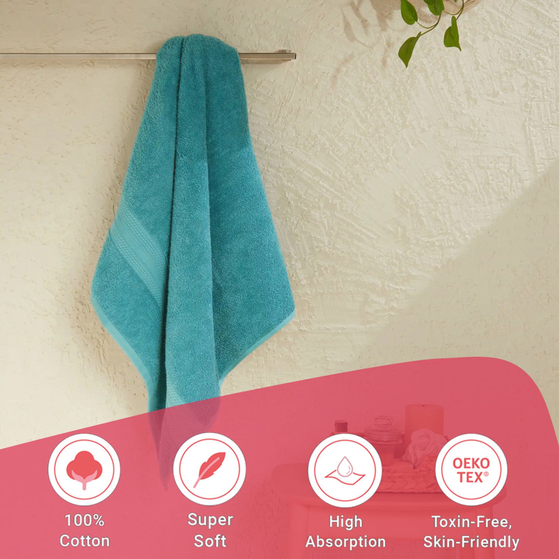 Solid Dyed 475 GSM 100% Cotton Teal Bath Towel | Paleto
